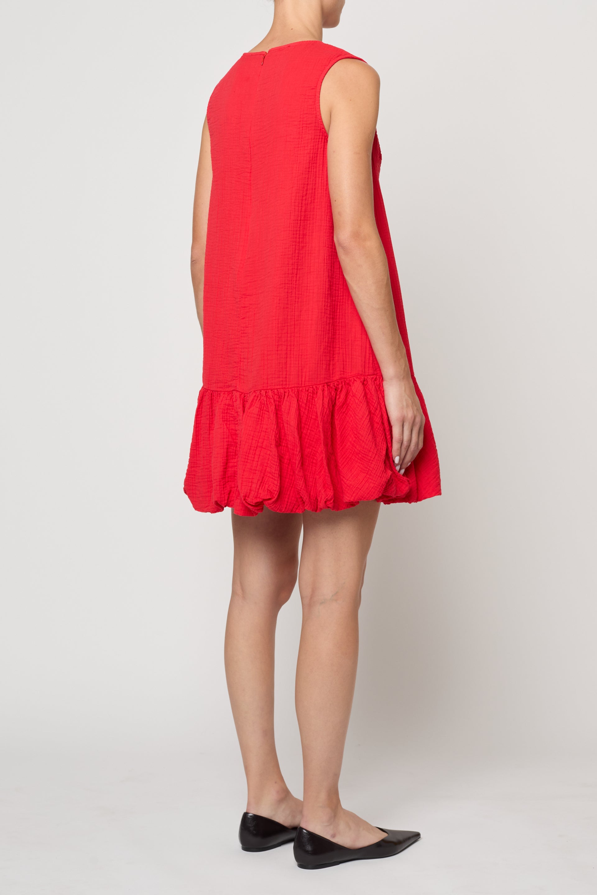 Balloon Mini Dress in Crinkled Cotton Gauze