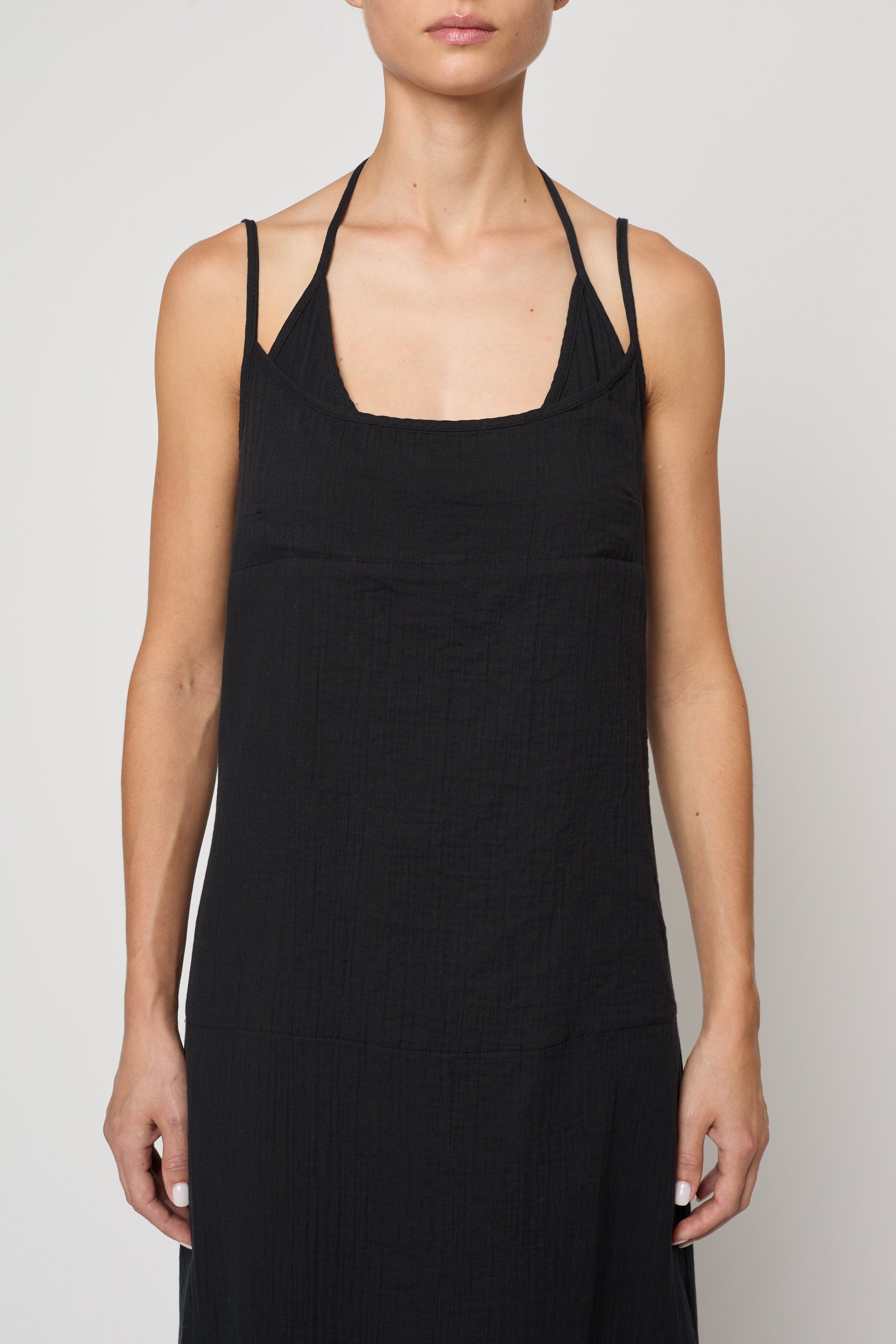 Slip Midi Dress in Crinkled Cotton Gauze