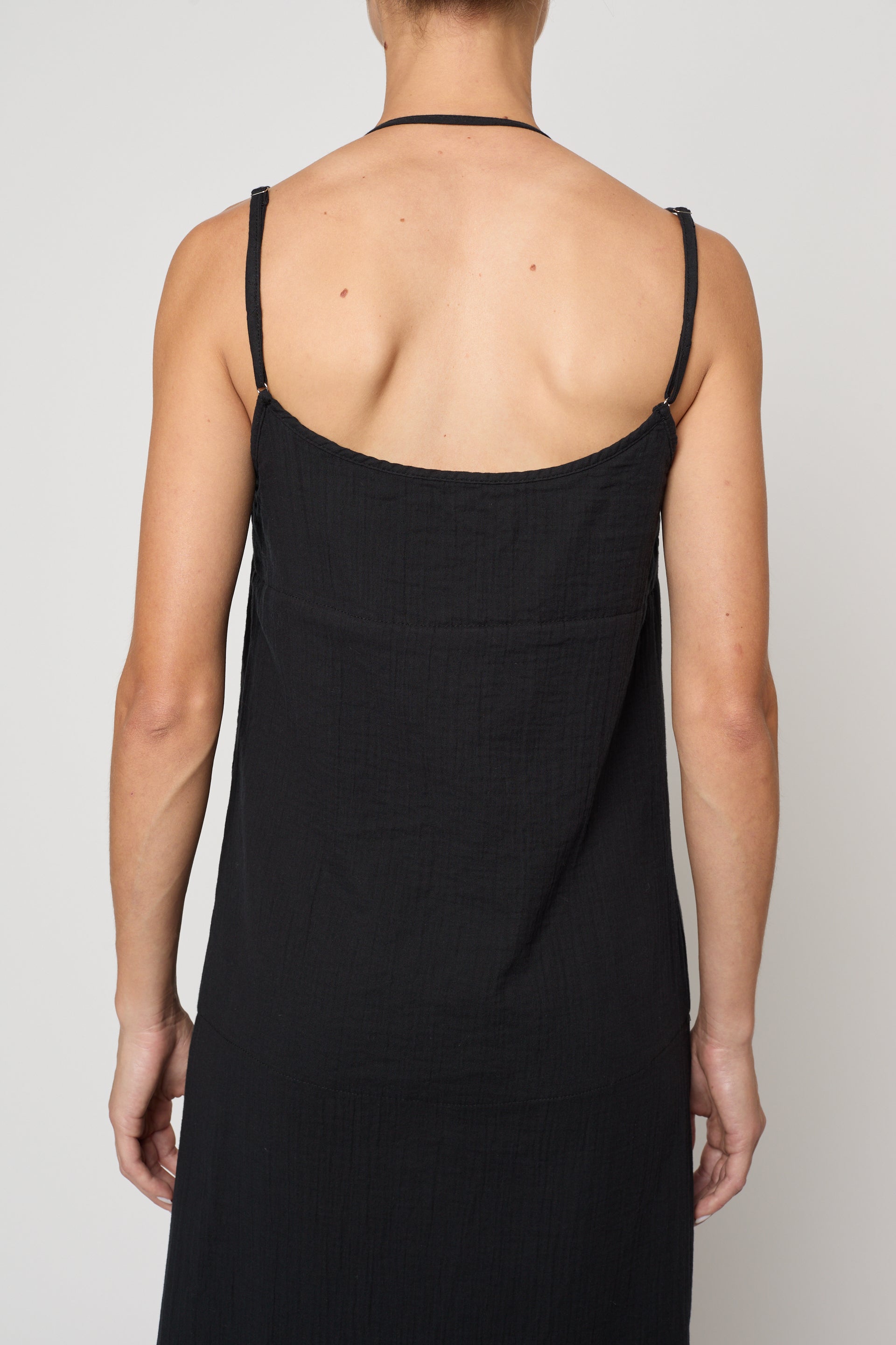 Slip Midi Dress in Crinkled Cotton Gauze