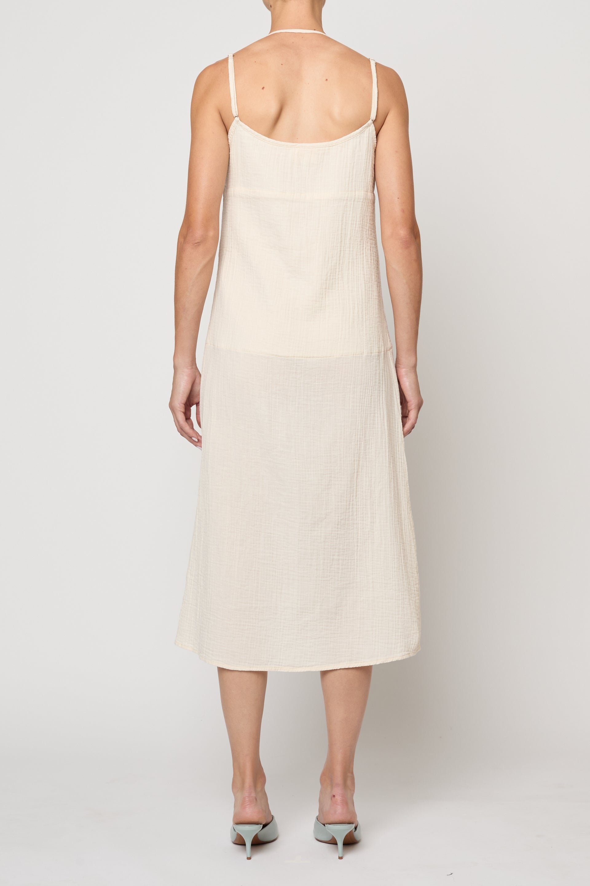 Slip Midi Dress in Crinkled Cotton Gauze
