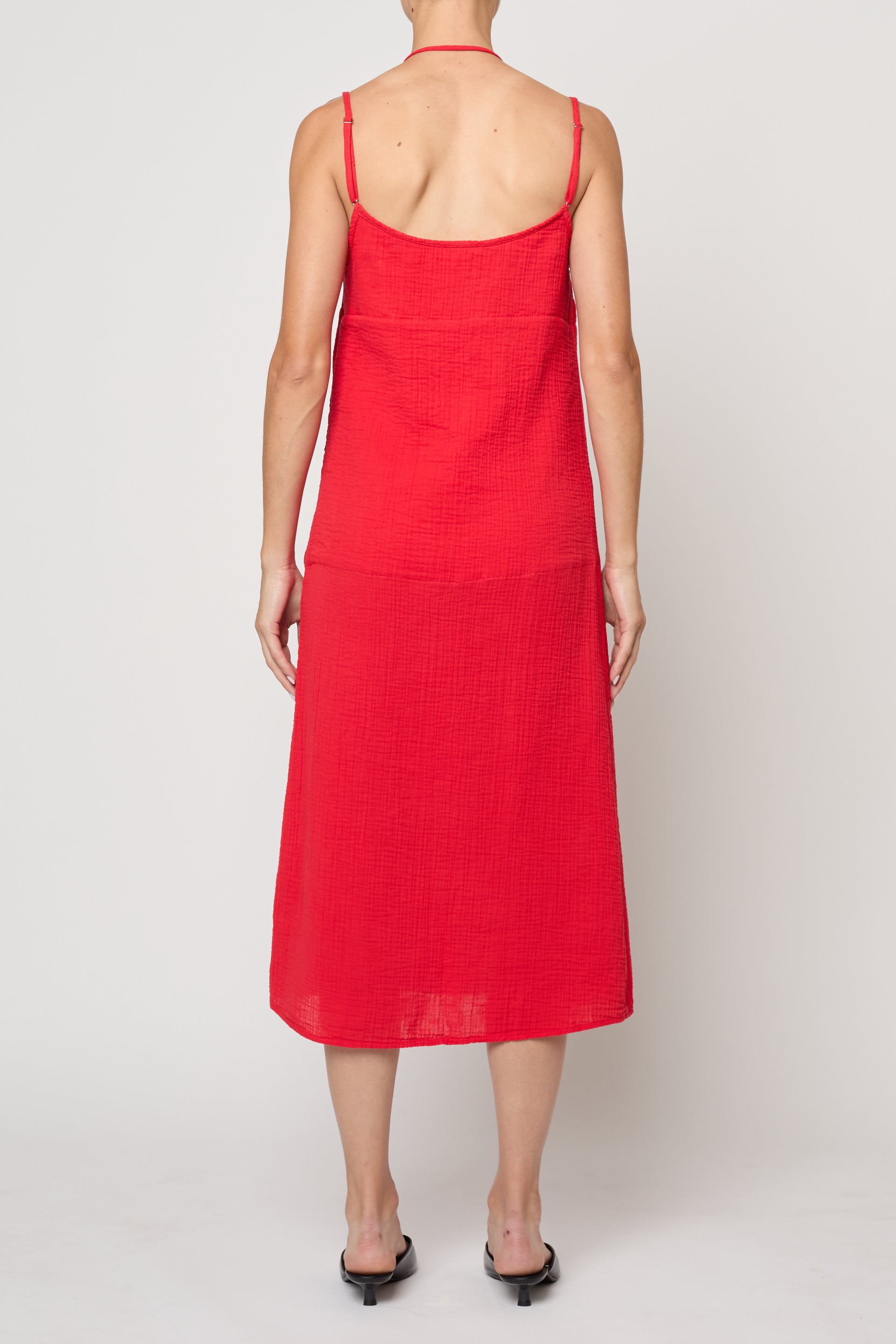 Slip Midi Dress in Crinkled Cotton Gauze