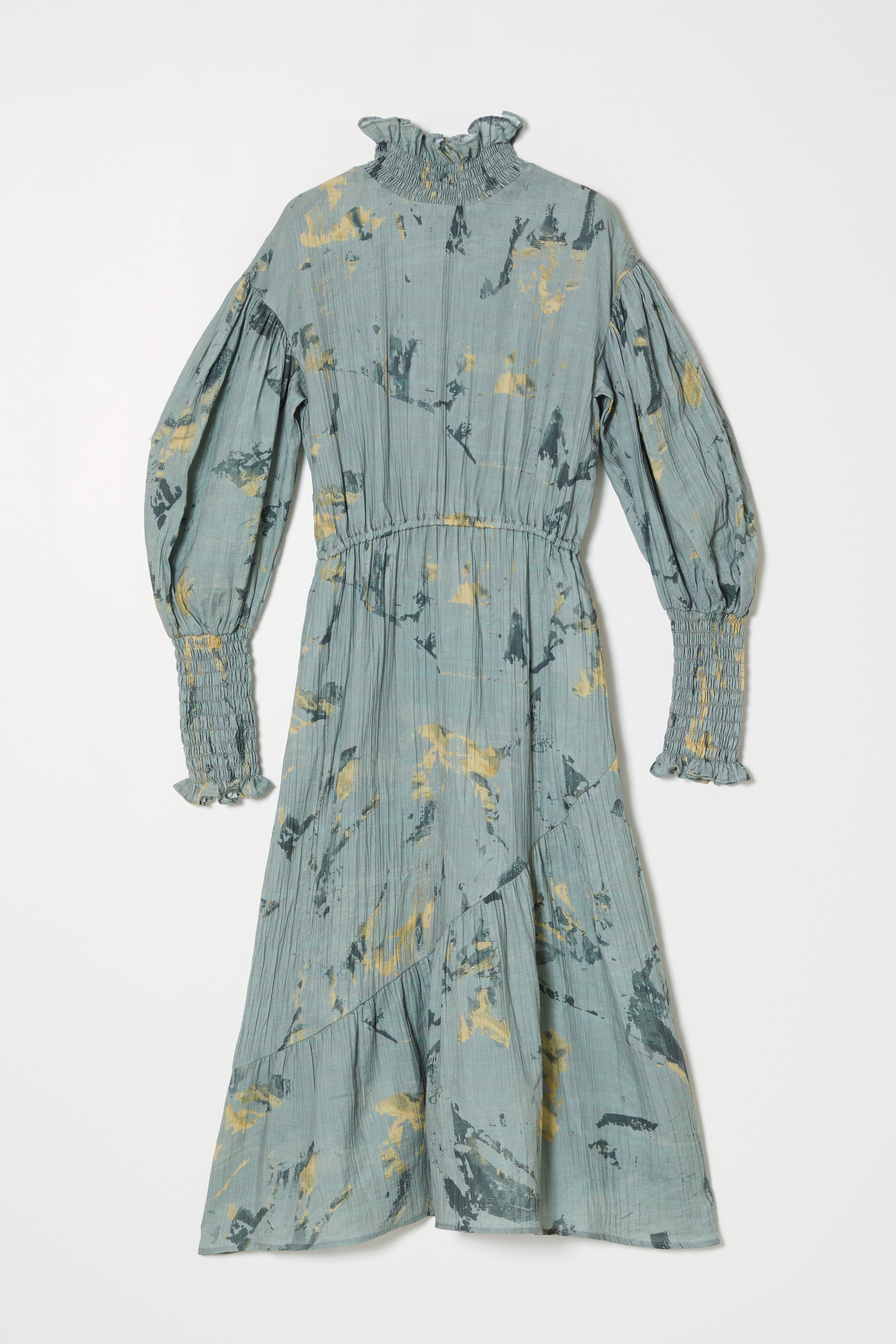 Kohaku Dress in Marble Print Crinkled Cotton