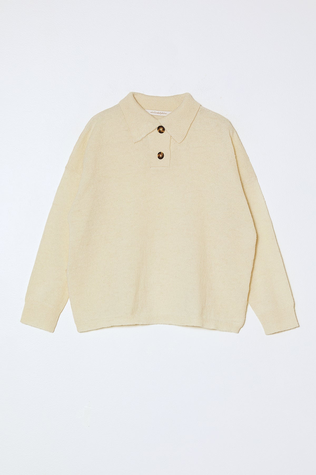 Soft Polo Shirt in High Gauge Alpaca - Cream