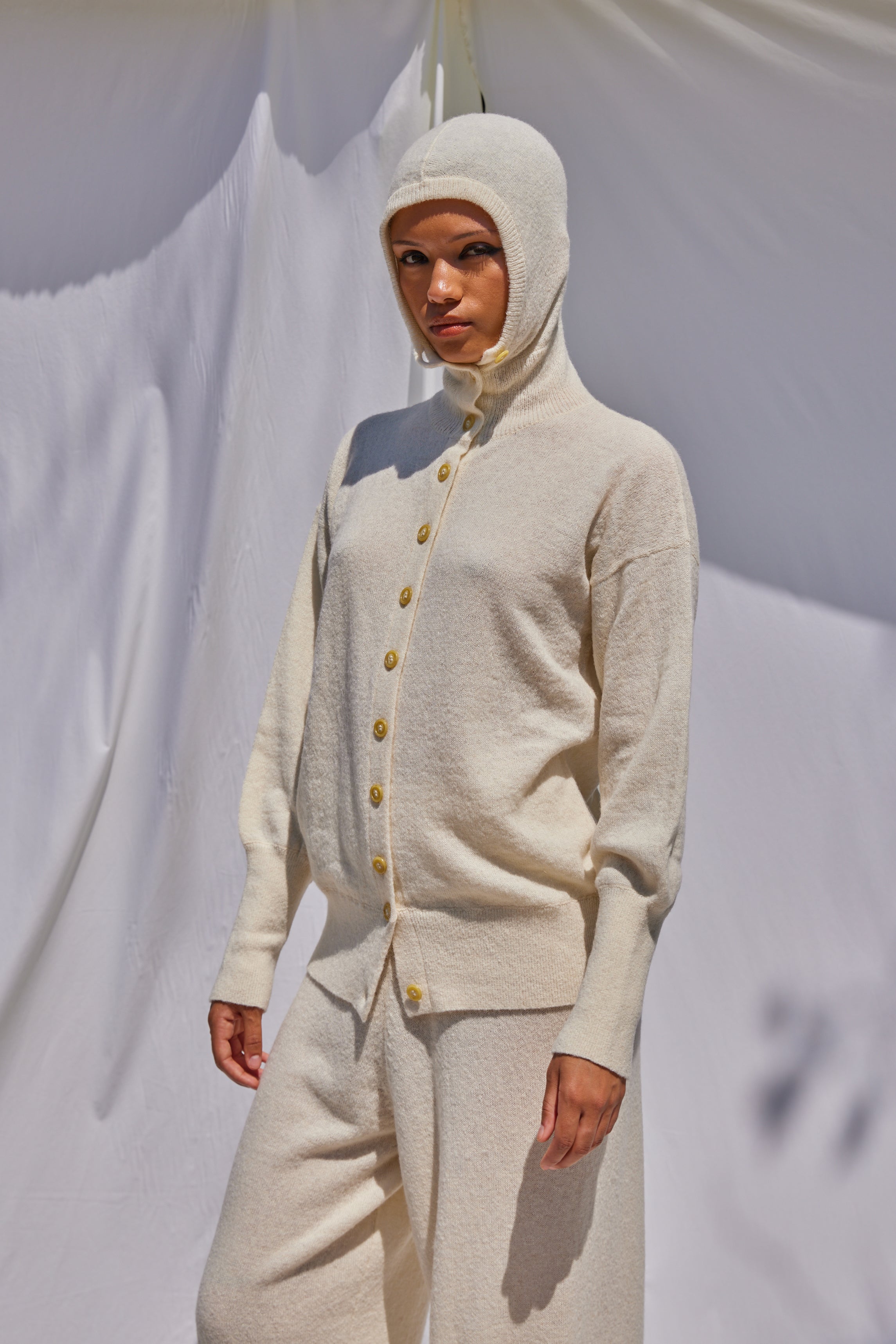 Lightweight Balaclava Cardigan in Soft Alpaca / Pre-Order