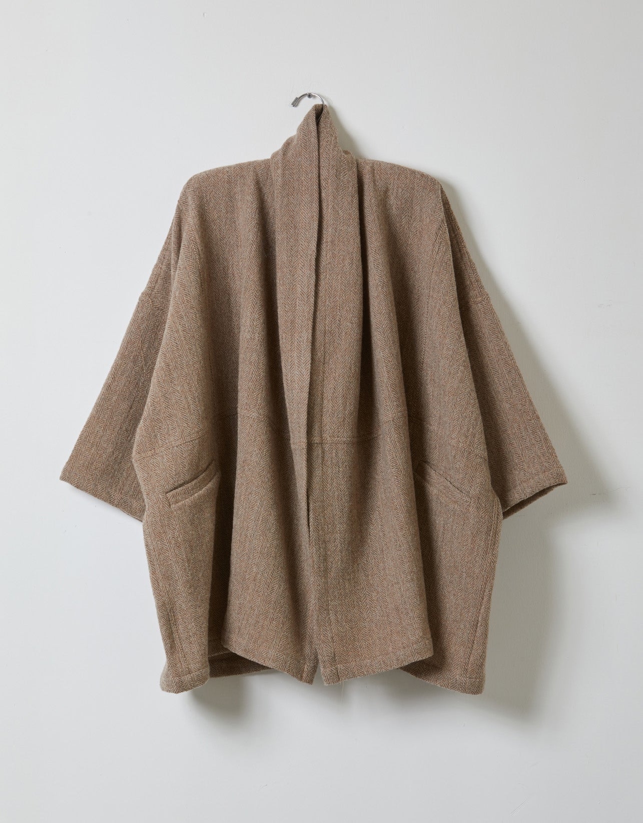 Haori Coat in Herringbone Wool Gauze