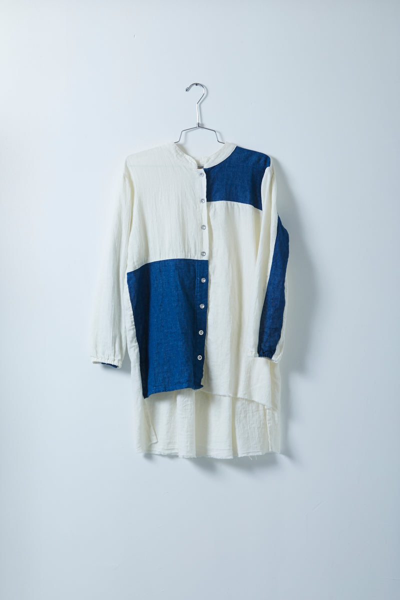 Sabine Shirt in Linen with Denim Gauze