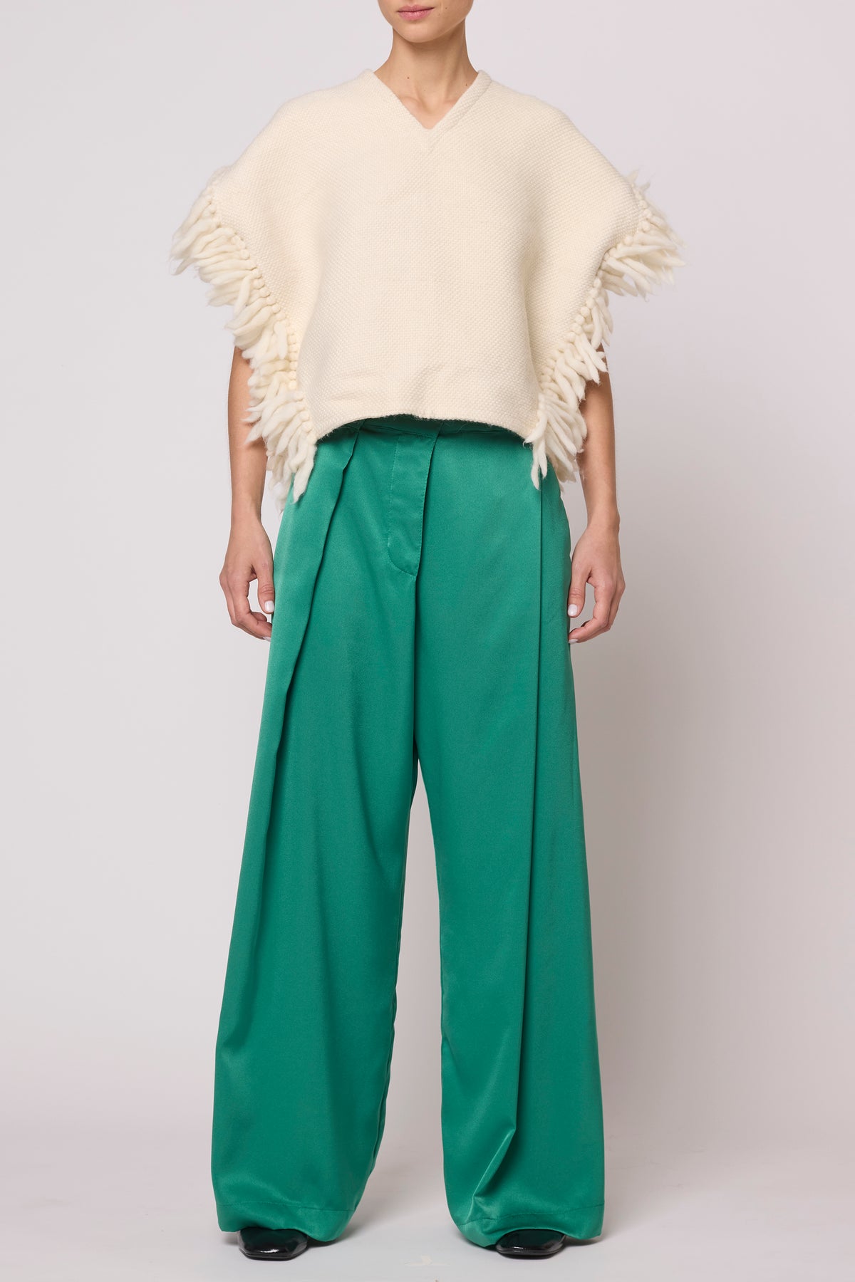 Celeste Top in Handwoven Alpaca with Chunky Wool Fringe