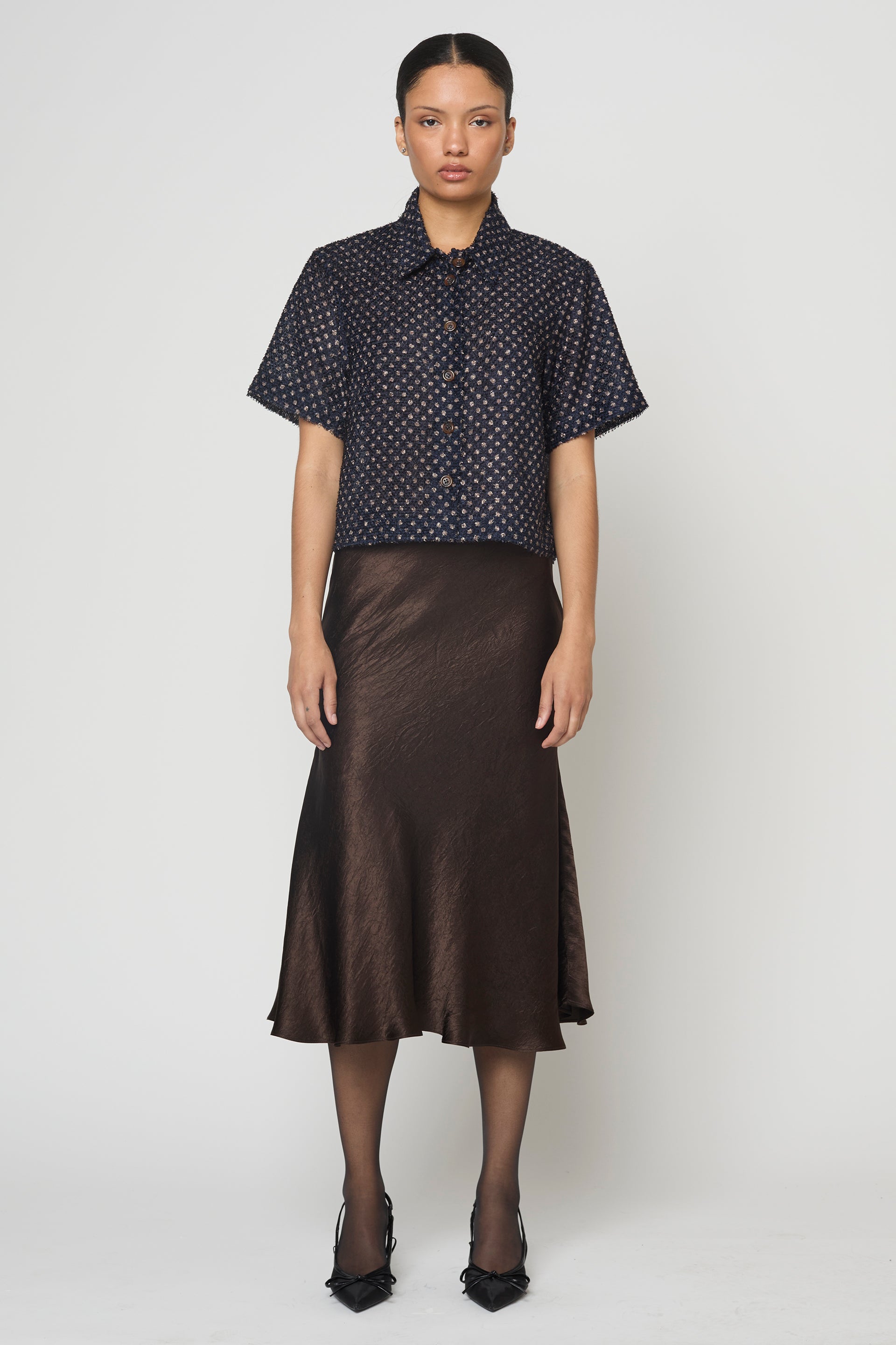 Anouk Blouse in Sheer Fuzzy Polka Dots