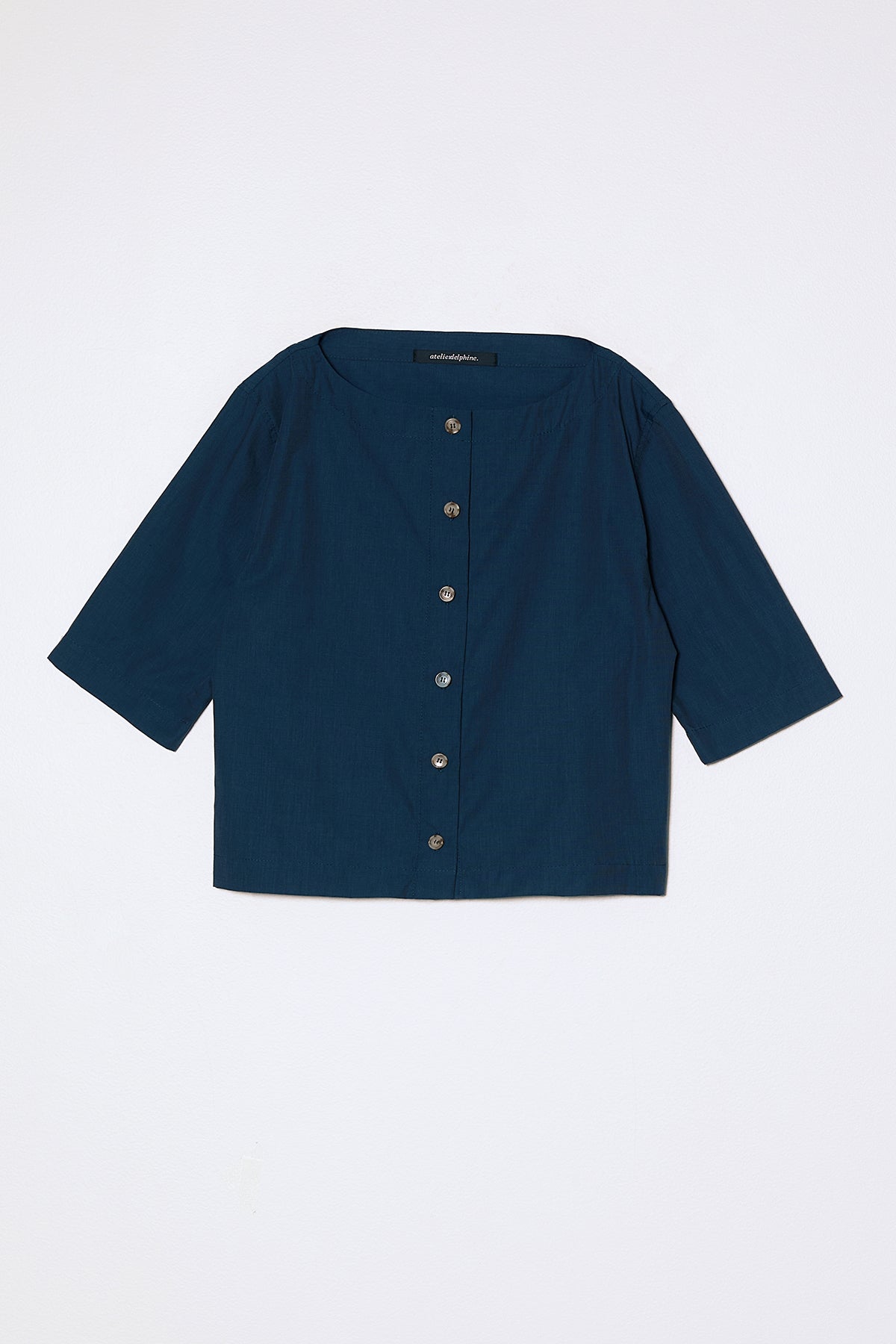 Boatneck Shirt in Grain Poplin - Dark Teal