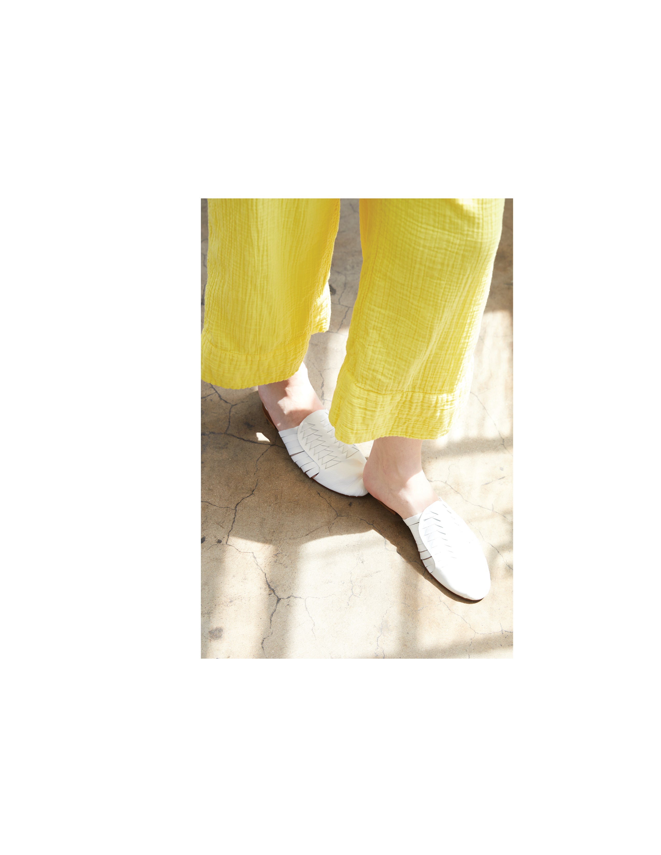 Leather Woven Slides in White