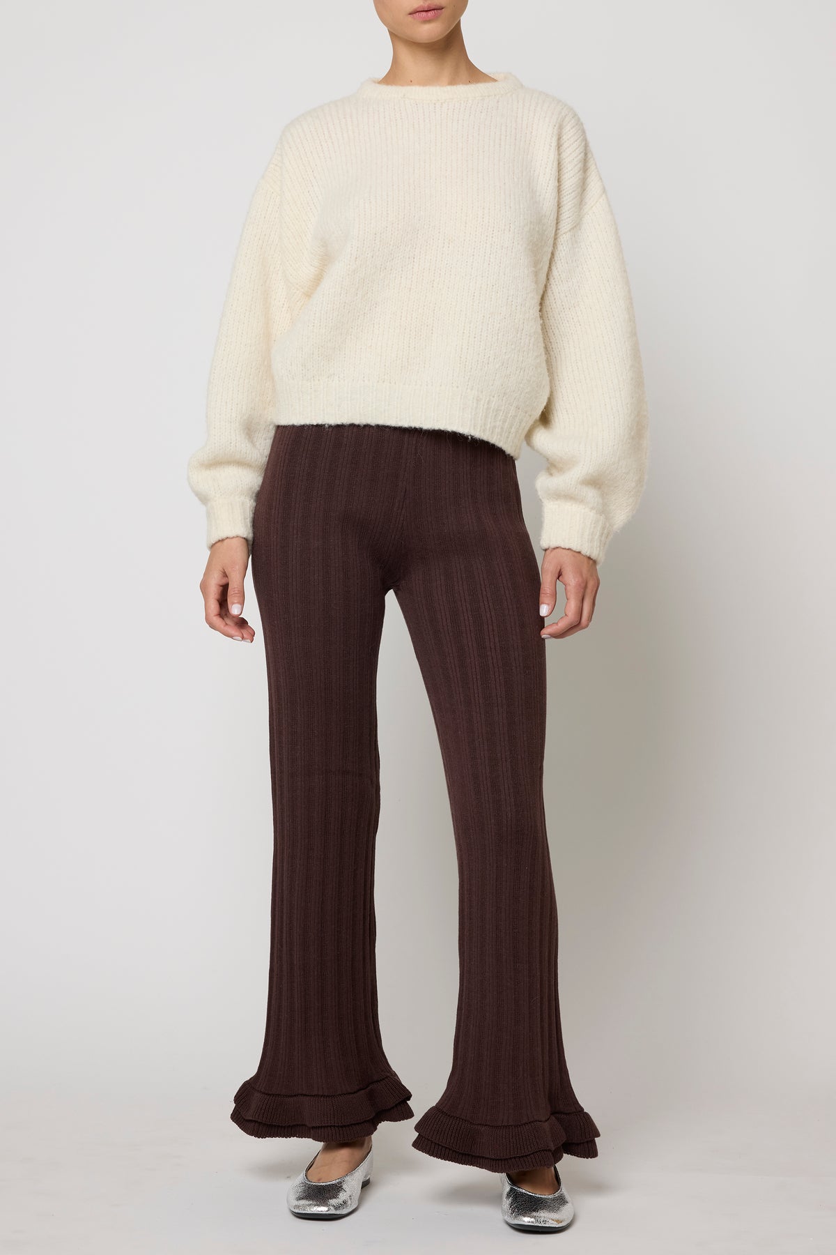 Balloon Sleeve Sweater in Supreme Alpaca - Cream