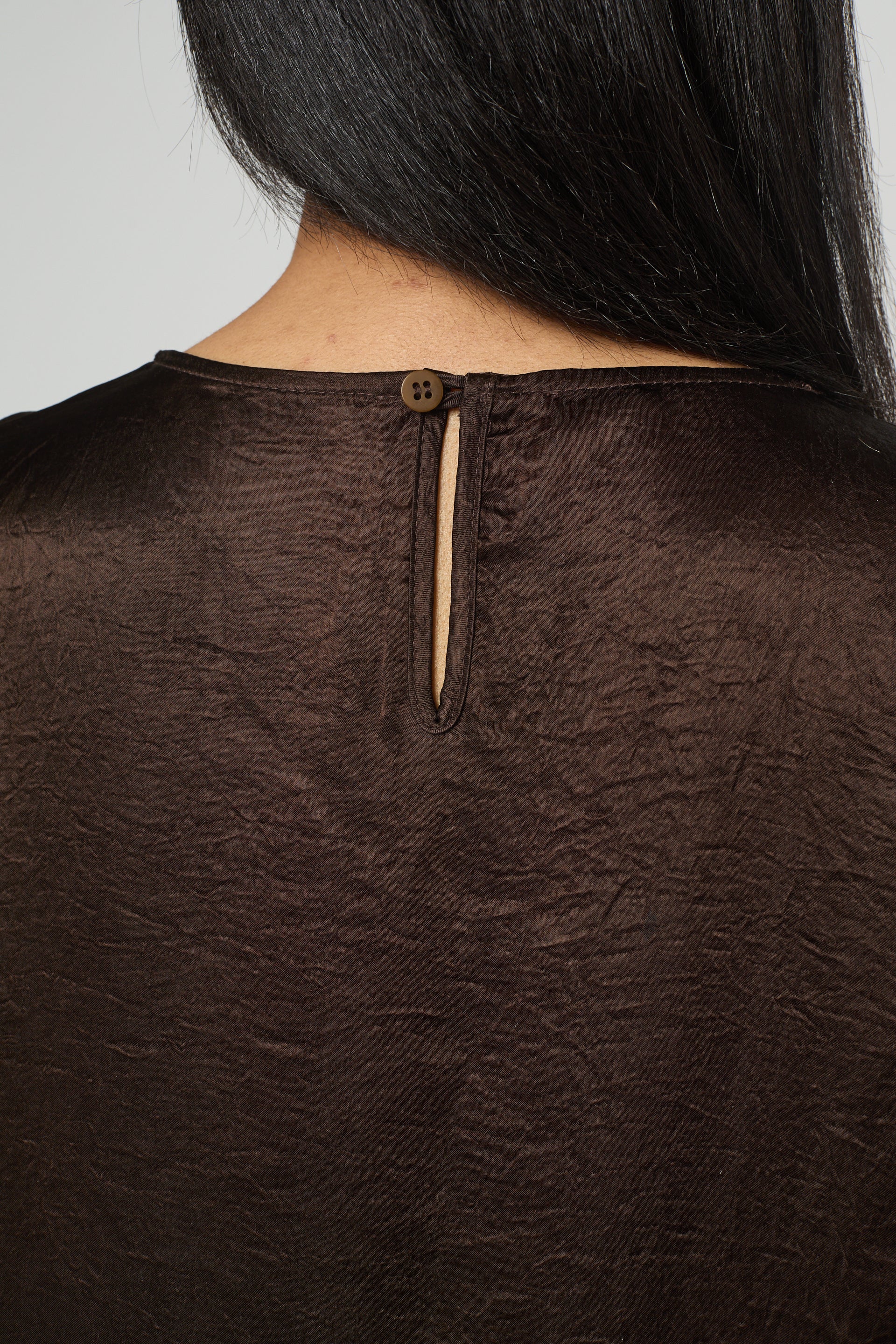 Kara Shirt Dress in Crinkled Satin