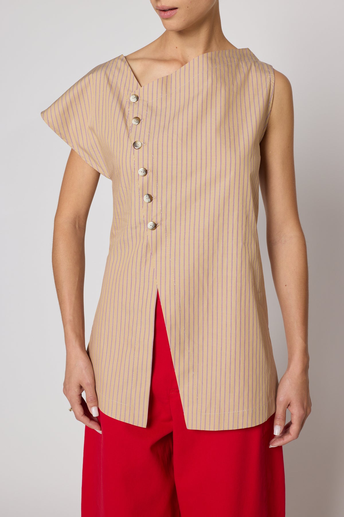Sienna Asymmetrical Shirt Stripe - Pima Cotton Poplin