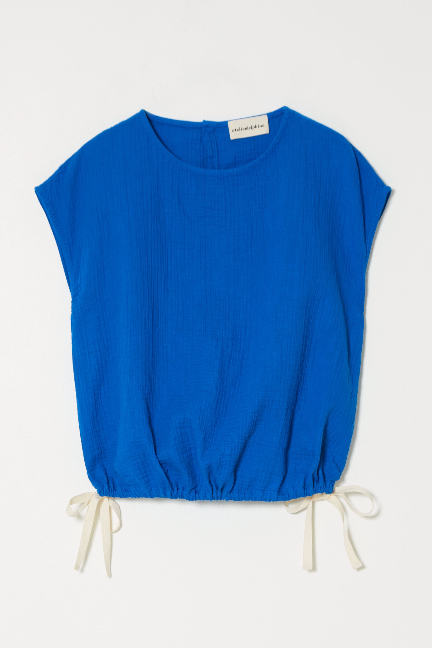 Slip On Blouse in Crinkled Organic Cotton