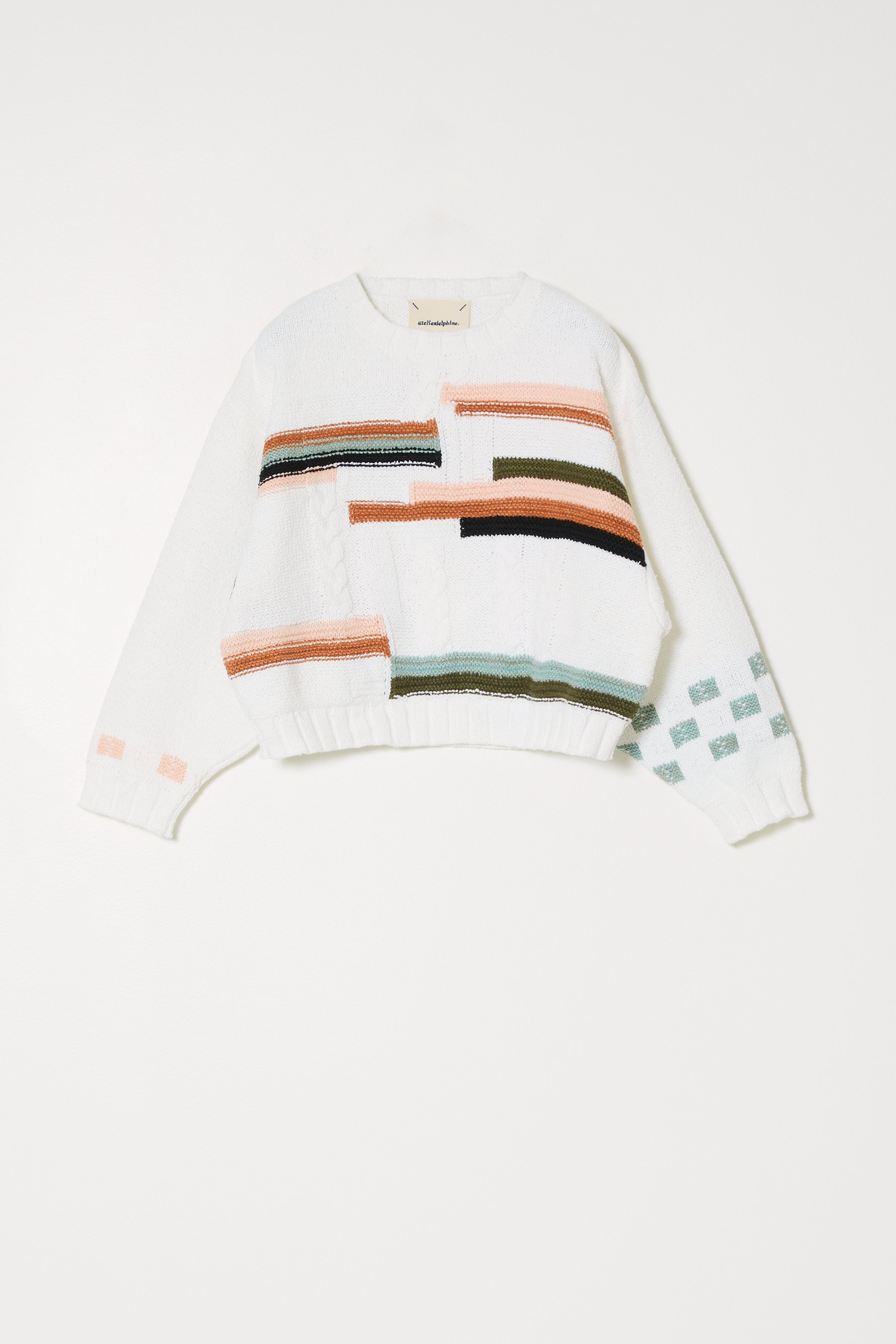 LUNA TOP in White Base Patchwork Front