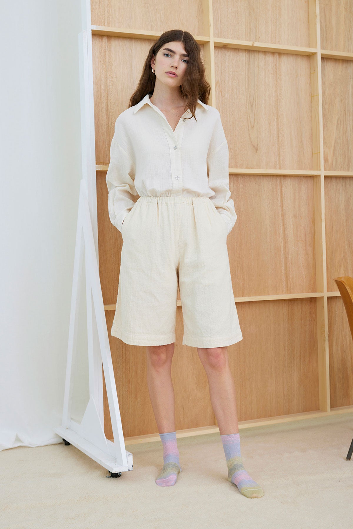 Elle Short in Double Layer Heavy Gauze