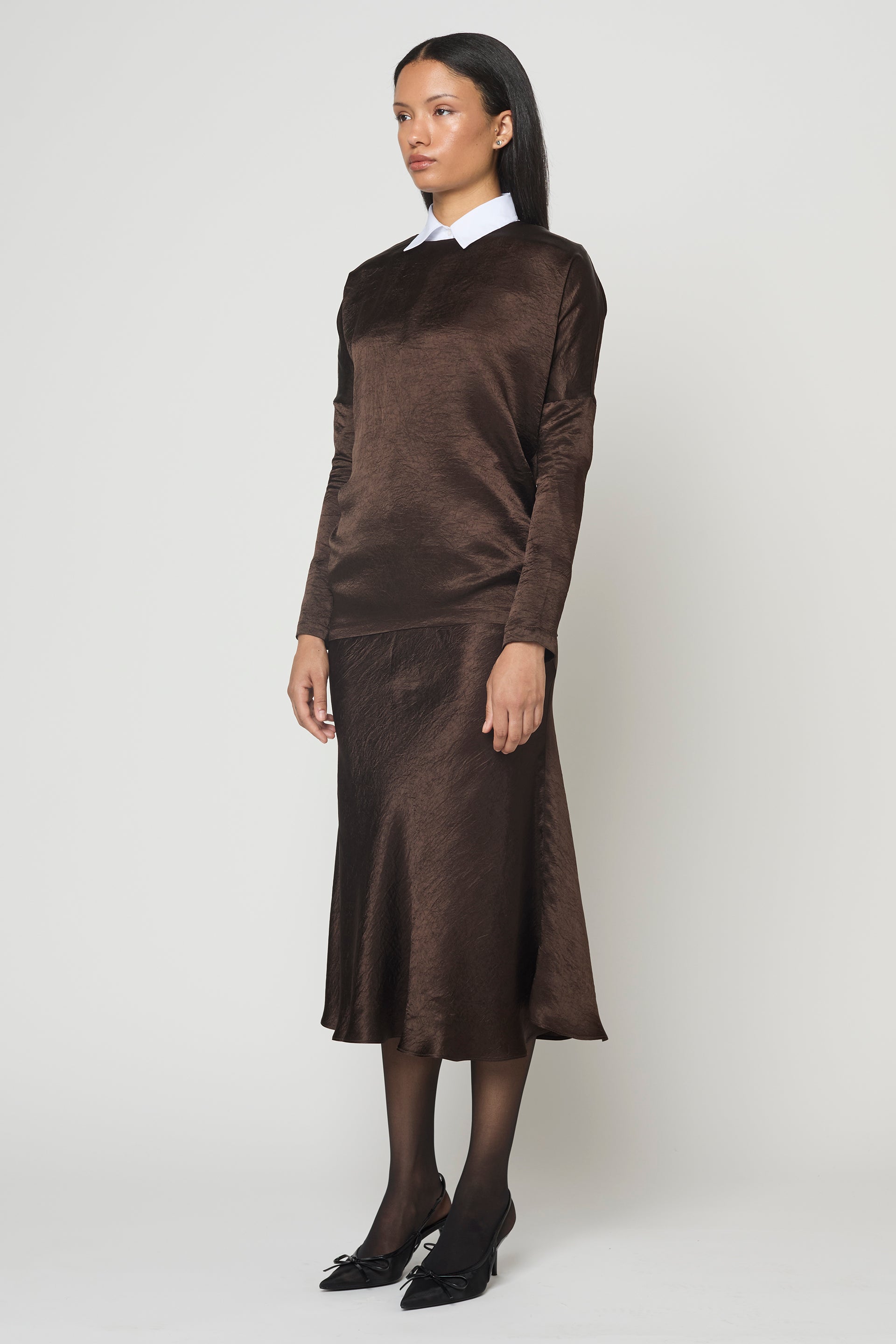 Mireille Skirt in Crinkled Satin