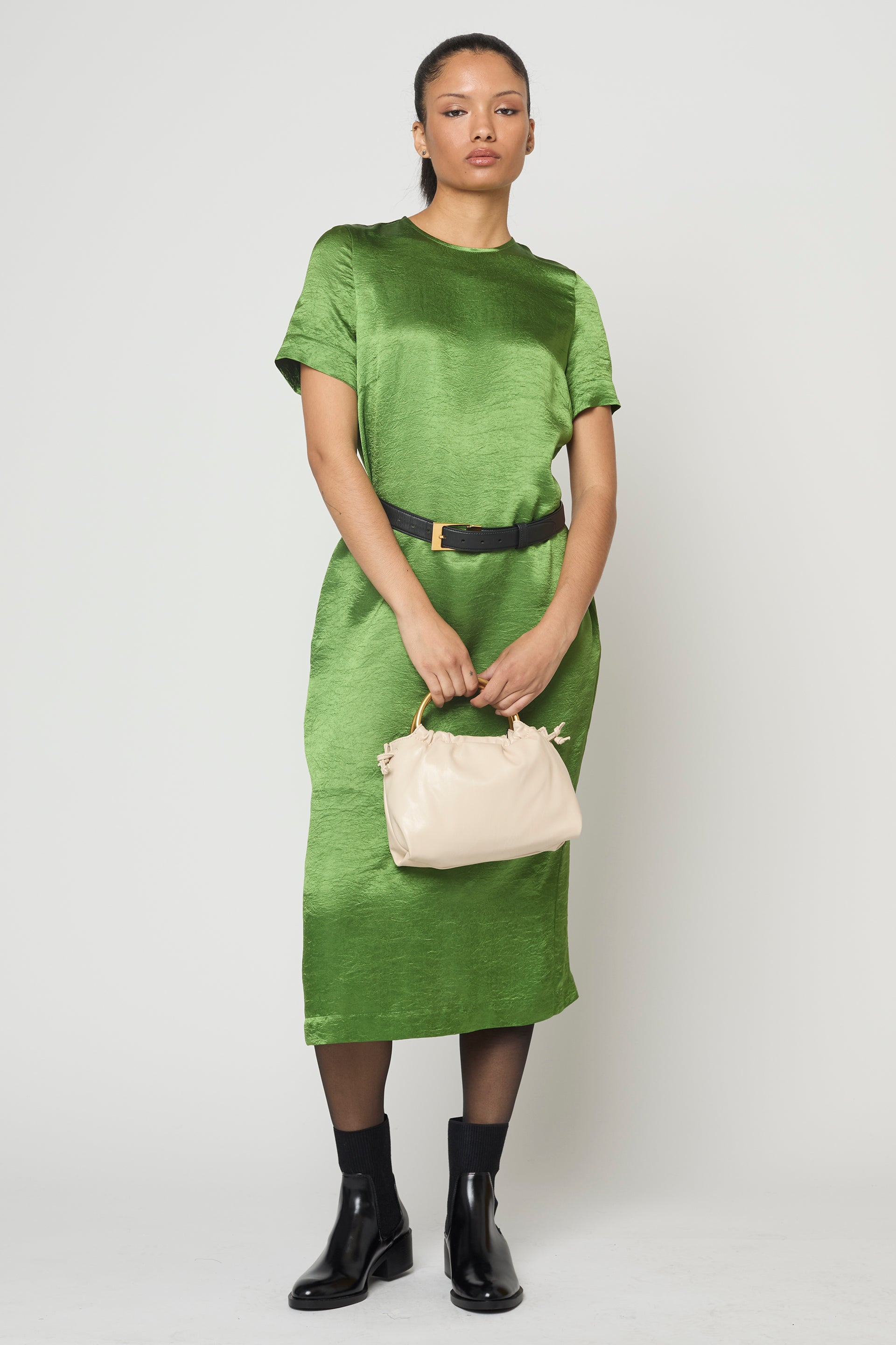 Simone Dress in Crinkled Satin