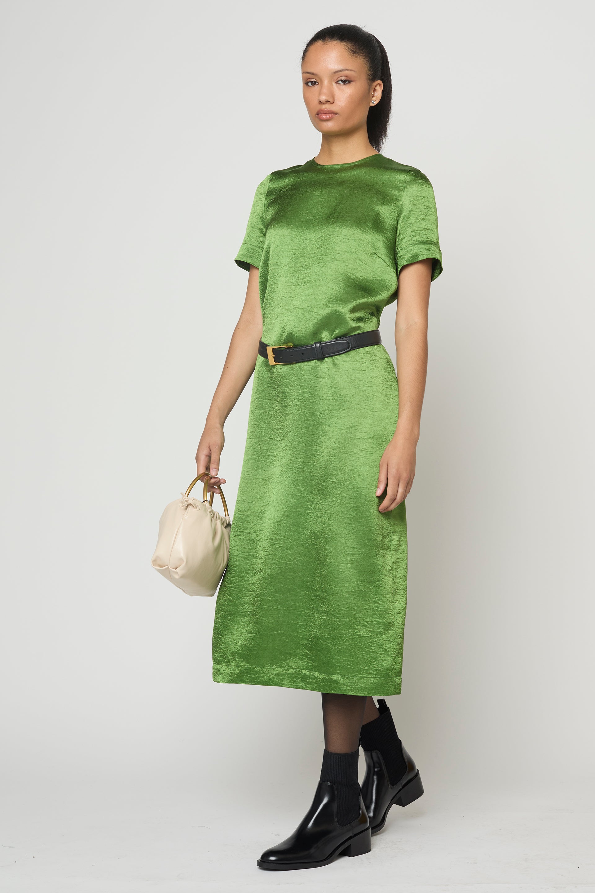 Simone Dress in Crinkled Satin