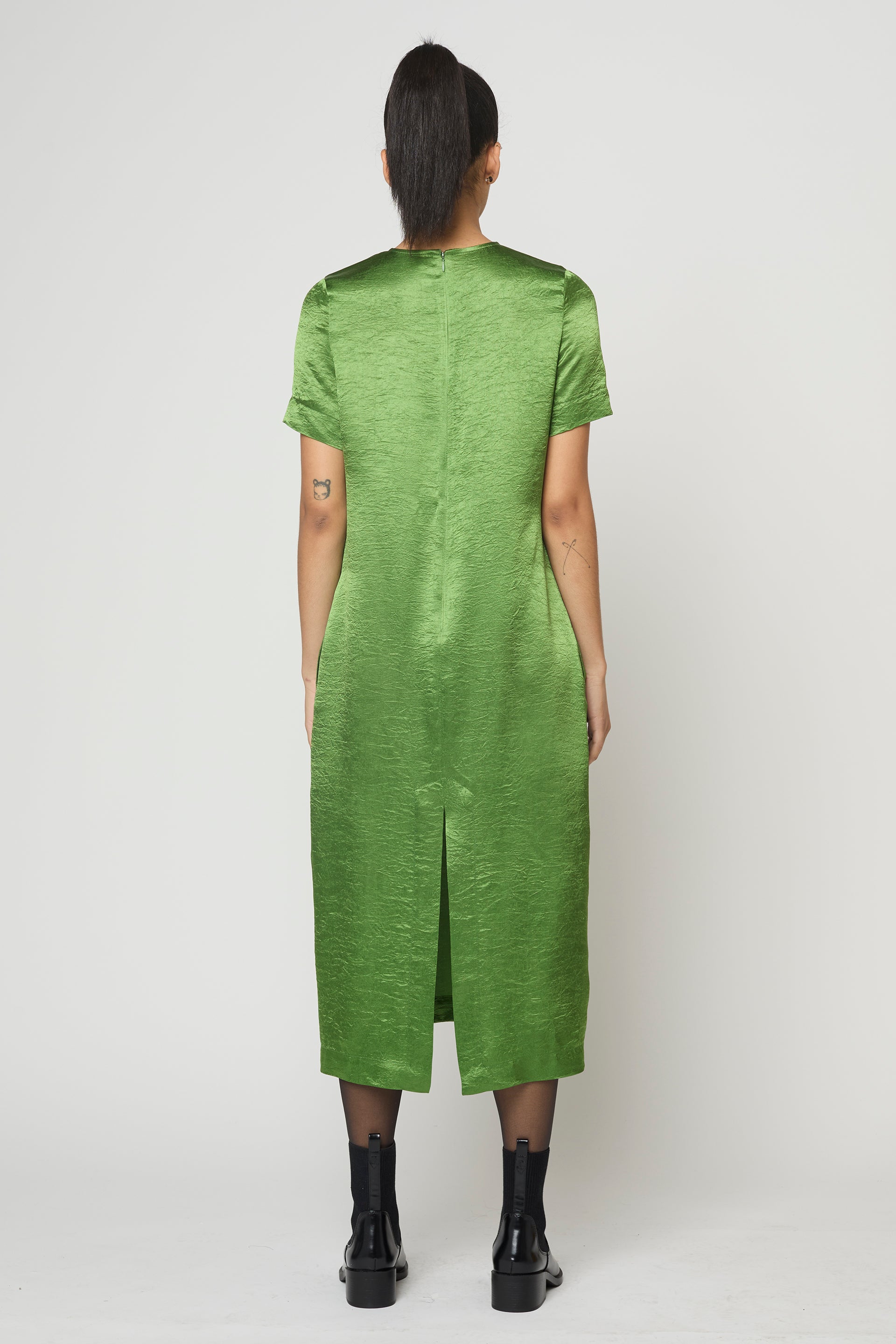 Simone Dress in Crinkled Satin