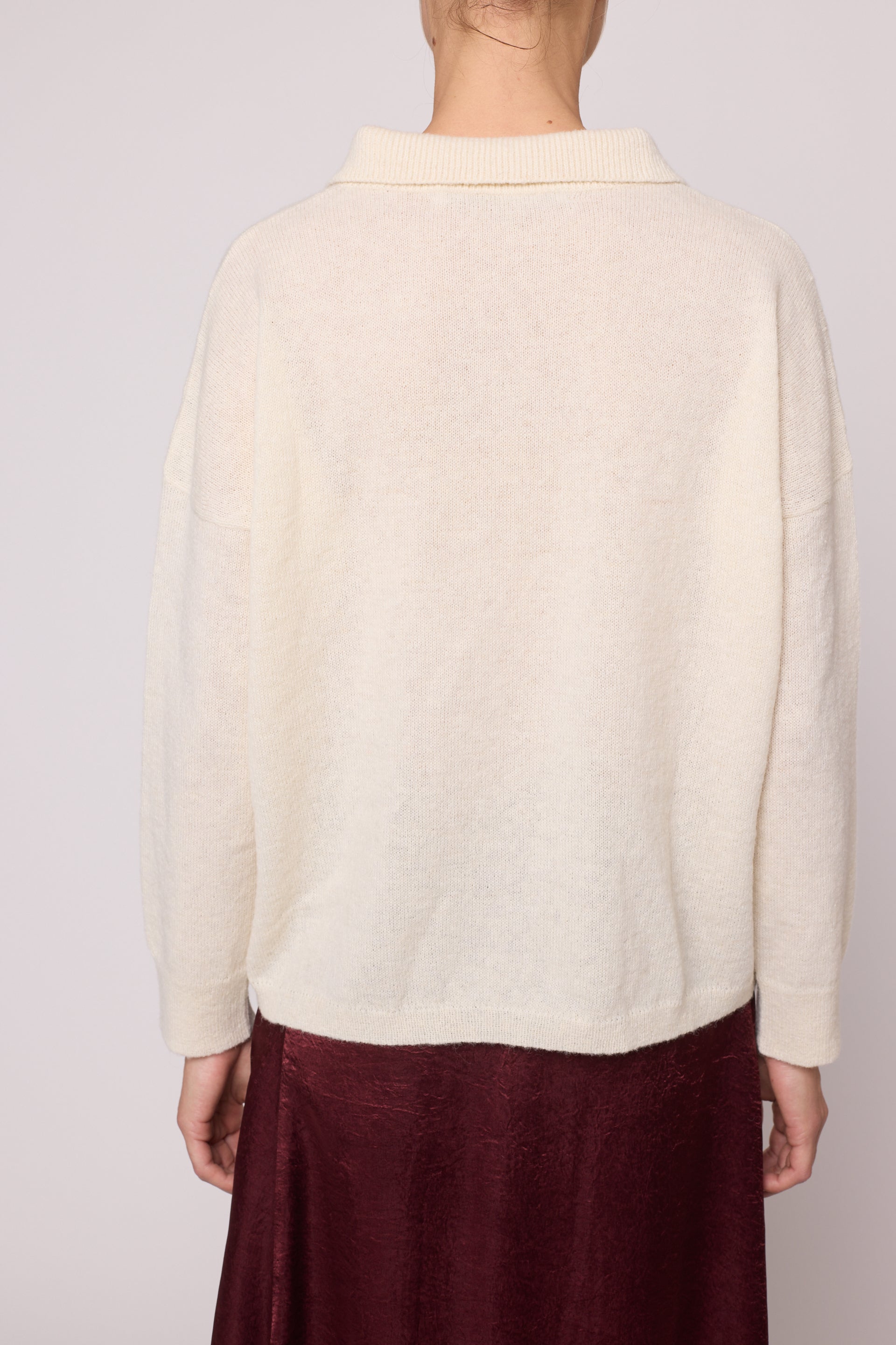 Soft Polo Shirt in High Gauge Alpaca - Cream