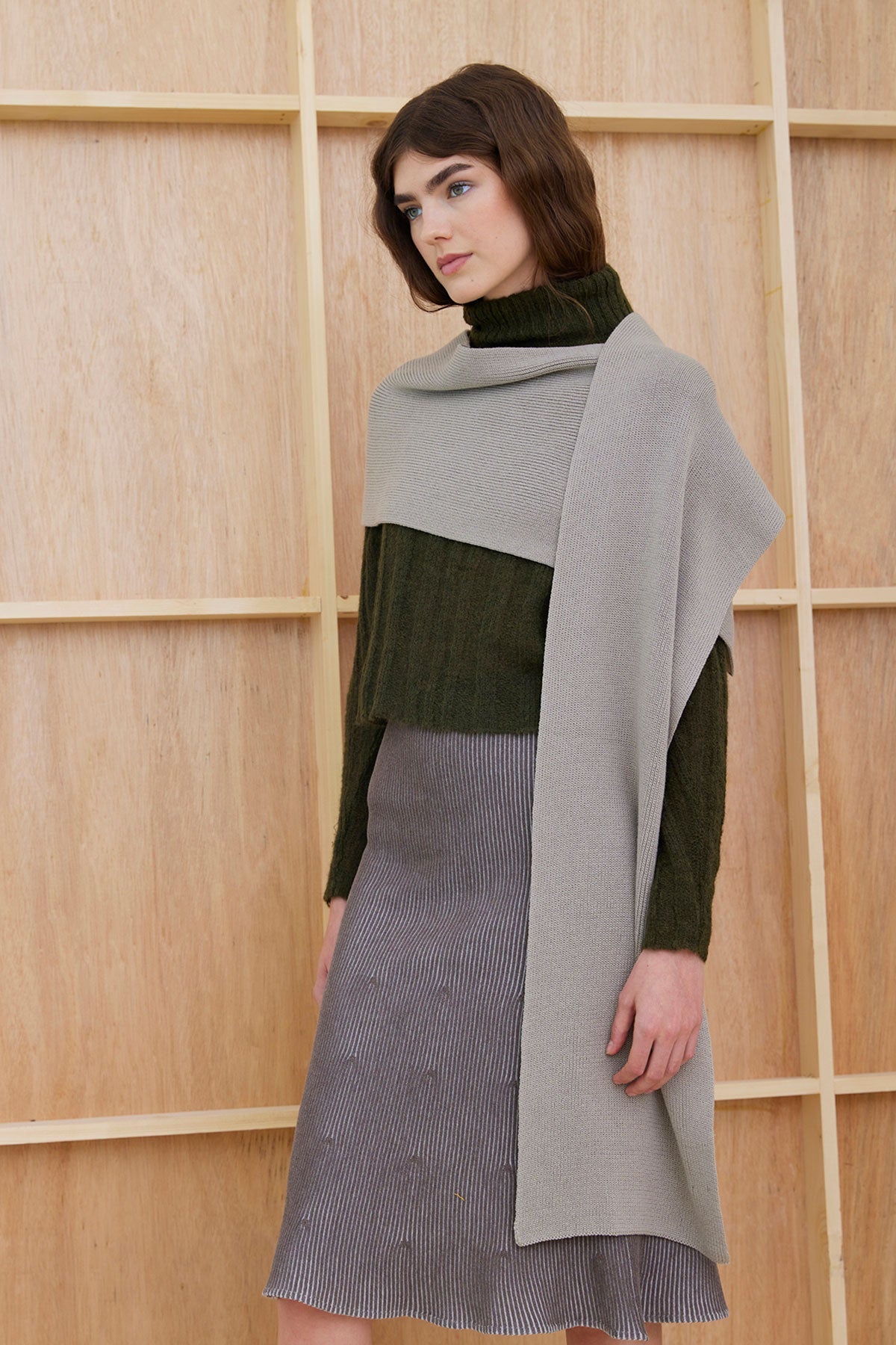 Rowan Scarf in Ribbed Cotton Alpaca Blend