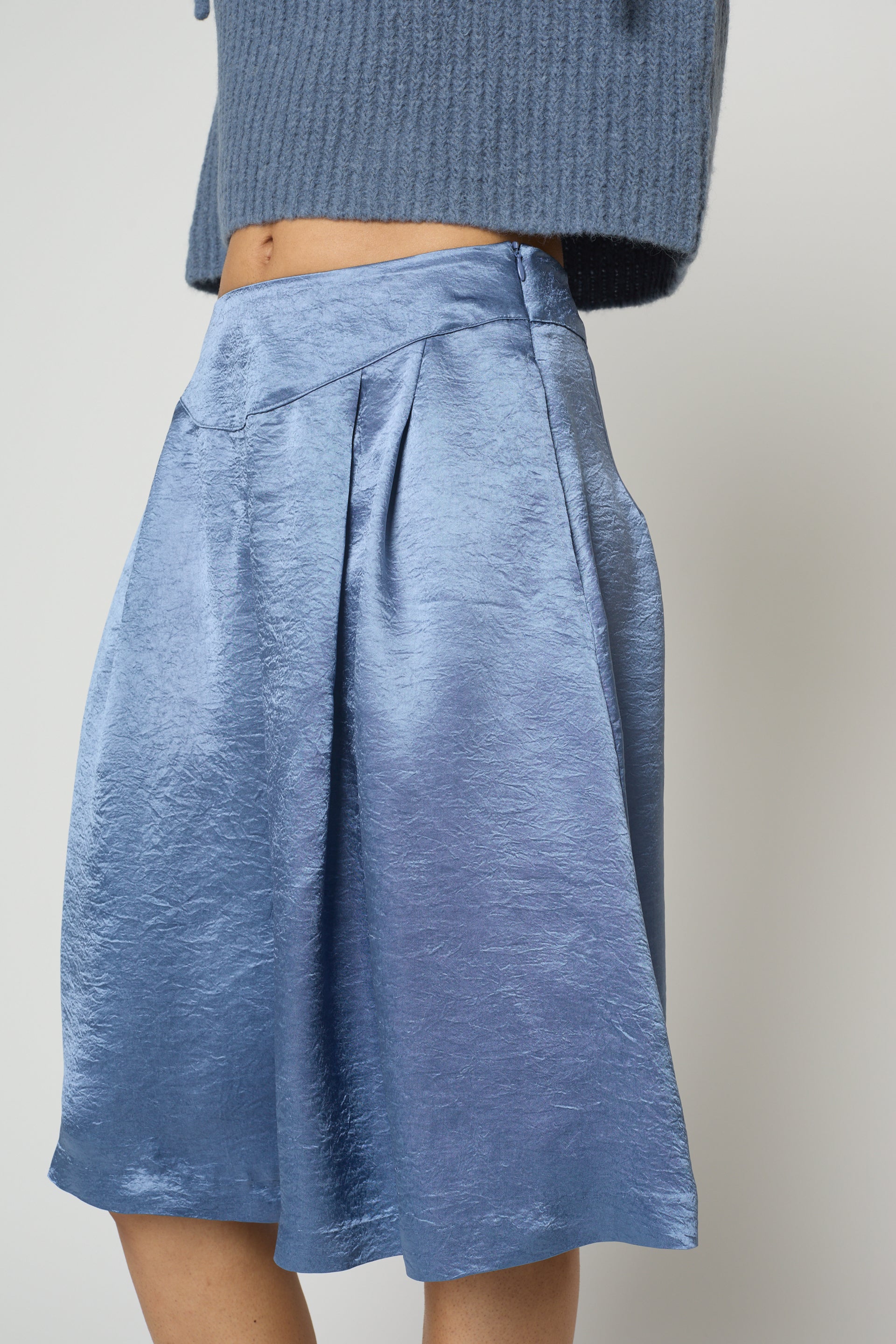 Long Shorts in Crinkled Satin