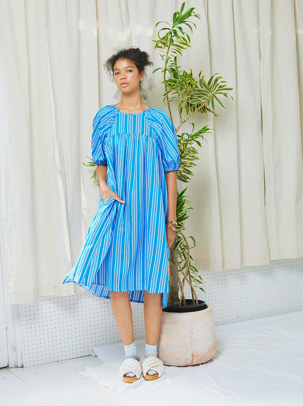 Mardi Dress in Striped Viscose Cotton