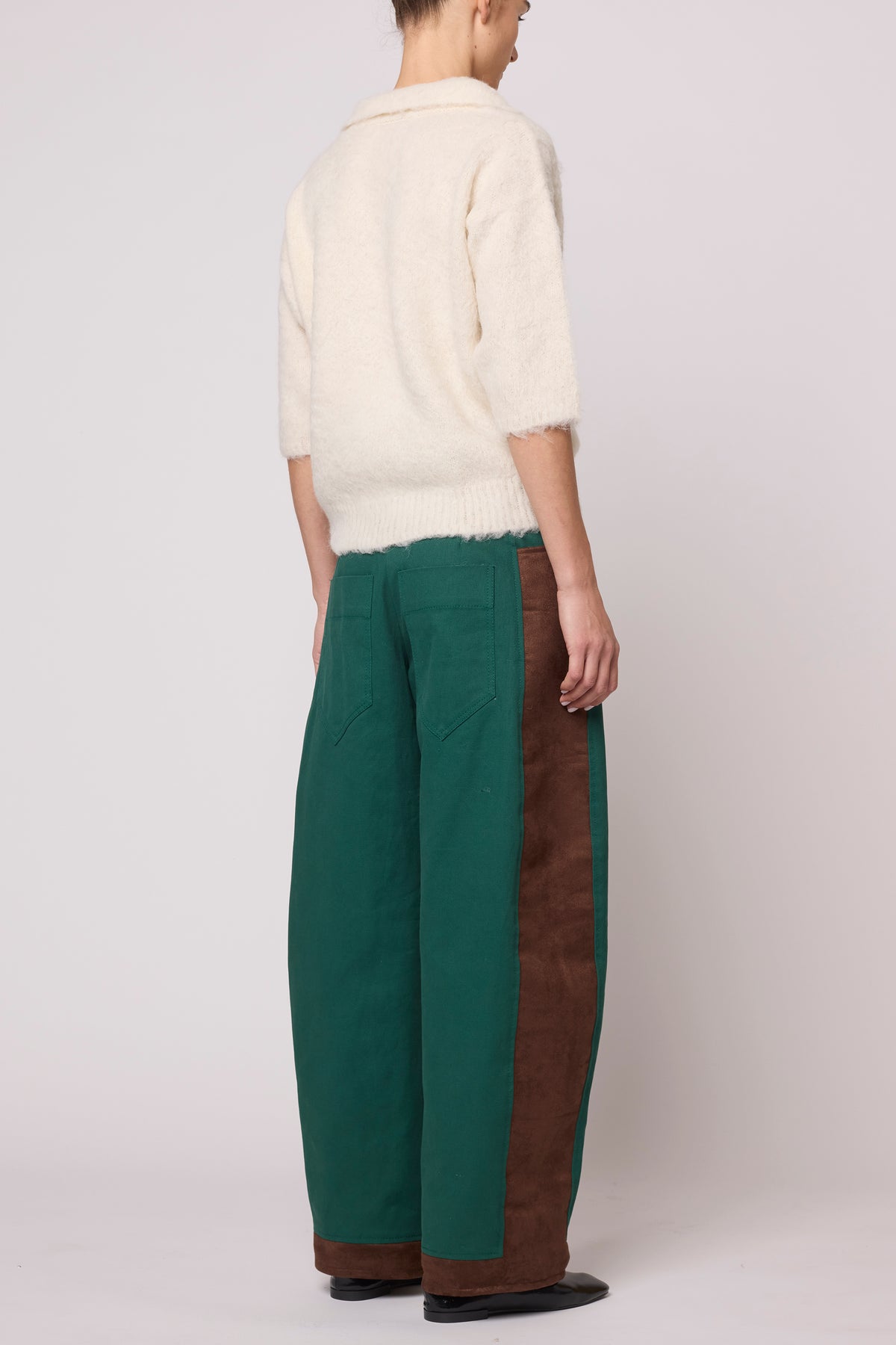 Dakar Pant in Twill with Vegan Suede - Ocean Green