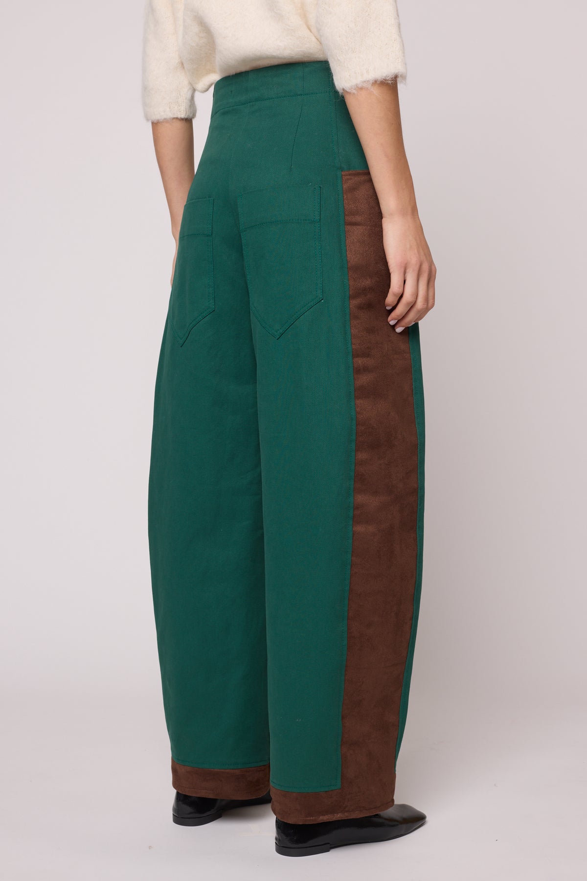 Dakar Pant in Twill with Vegan Suede - Ocean Green