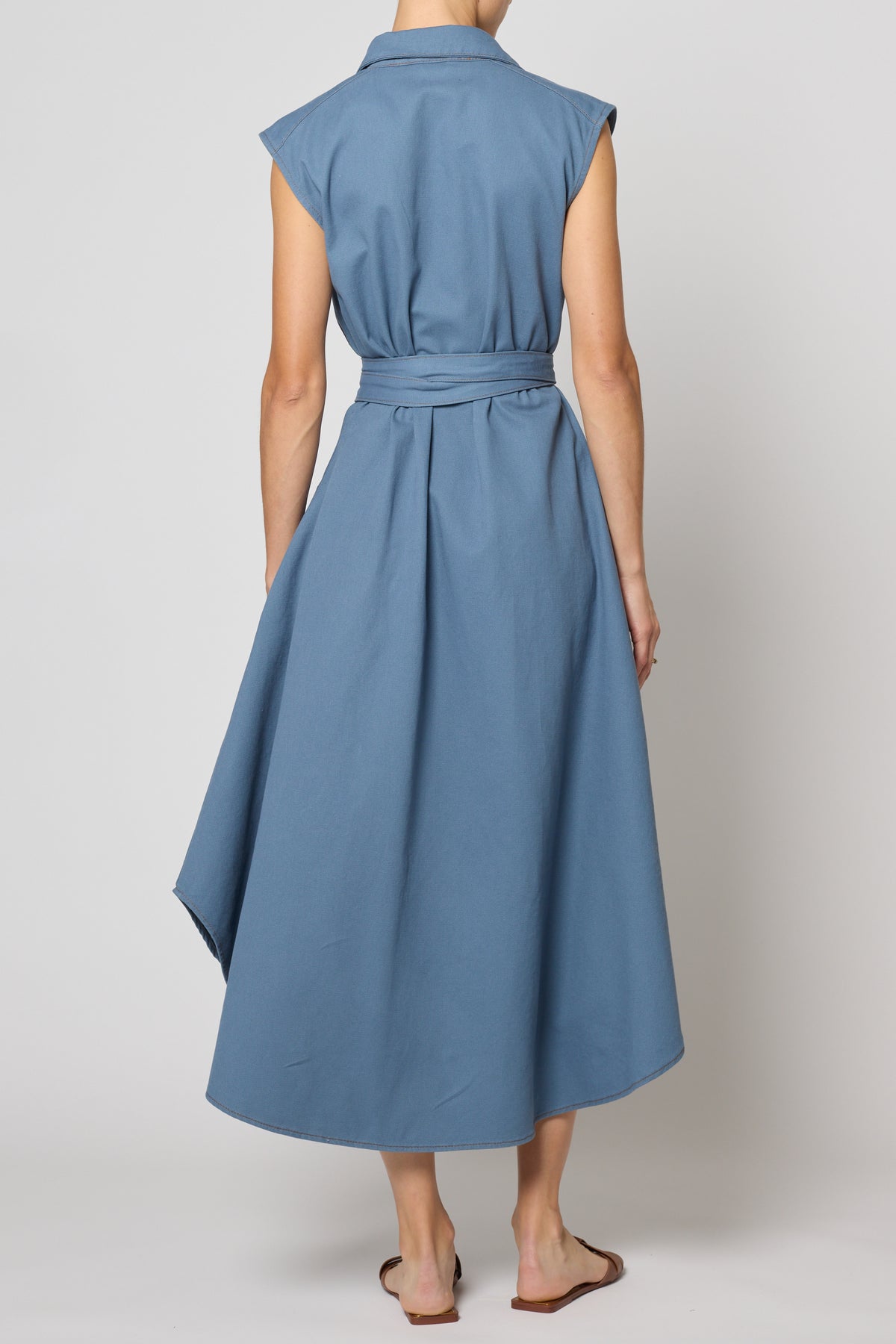 Rana Sleeveless Dress in Twill - Slate