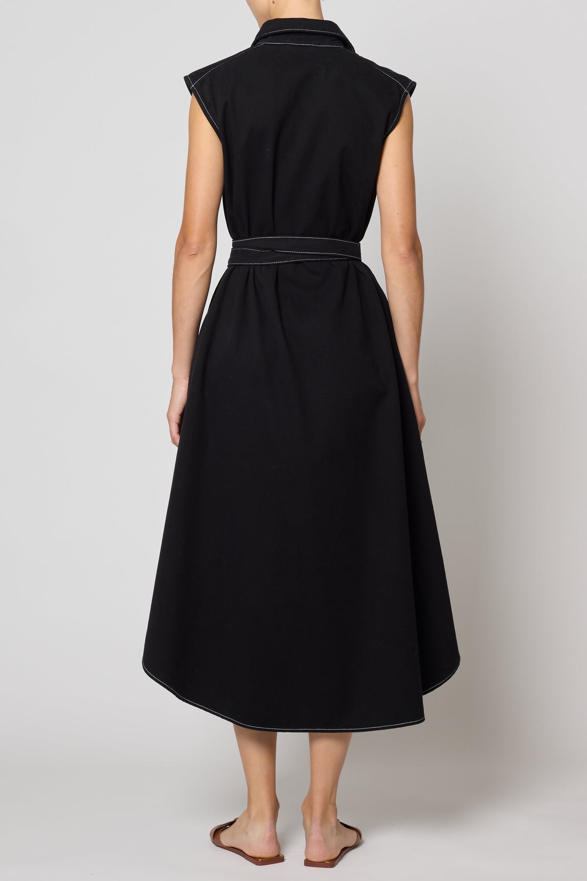 Rana Sleeveless Dress in Twill - Black