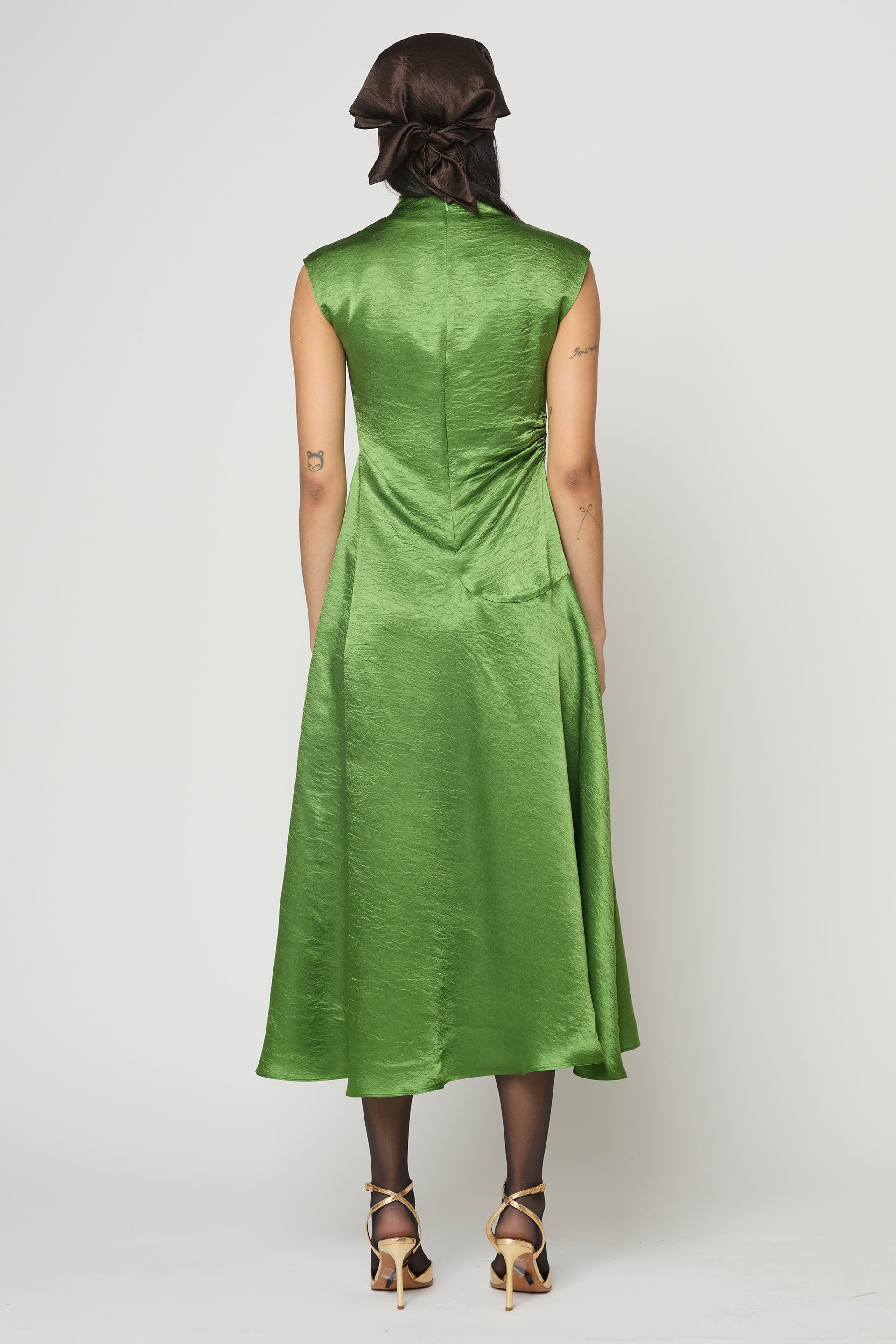 Twisted Dress in Crinkled Satin