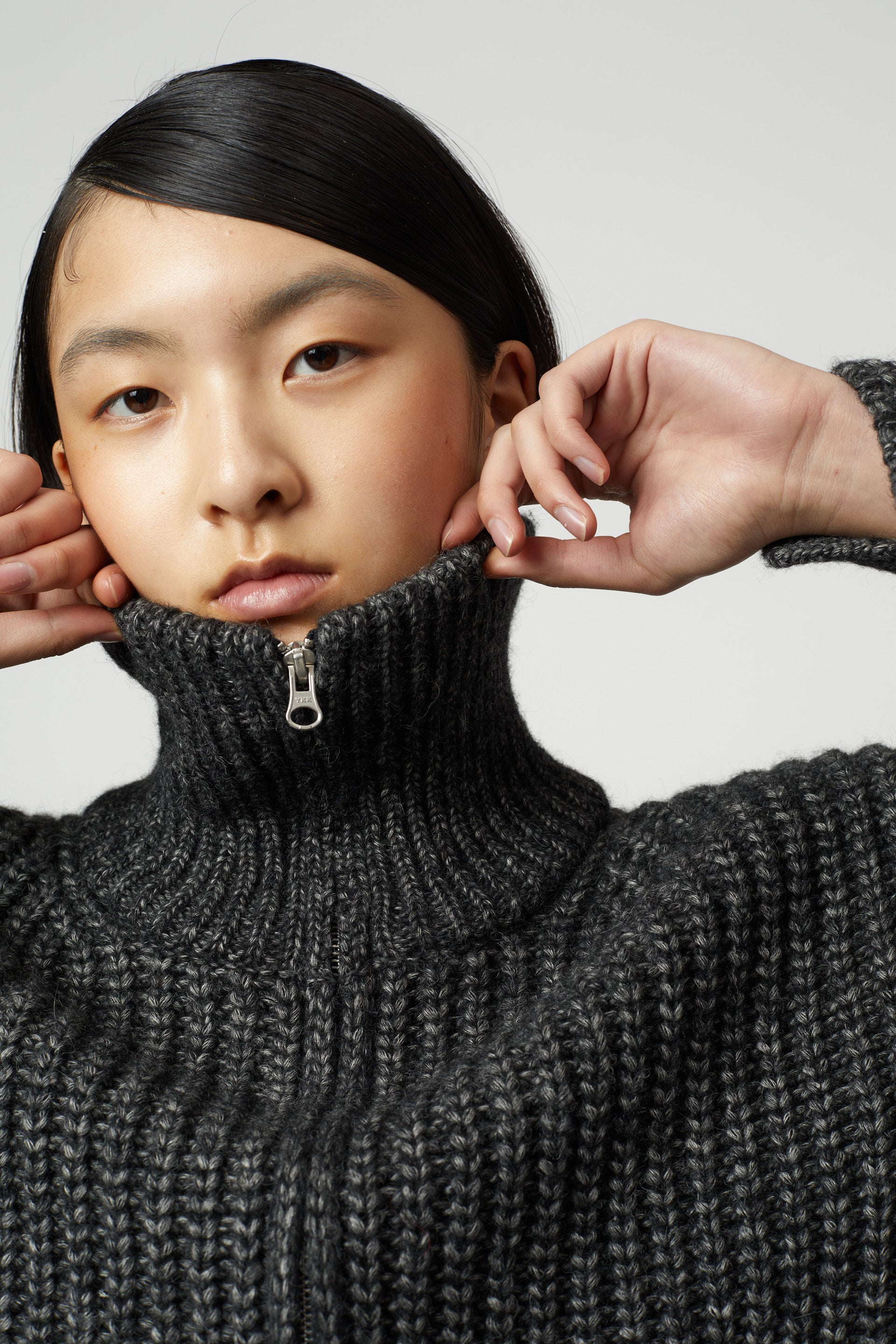 Rib Zip-up Cardigan in Alpaca Pima Blend