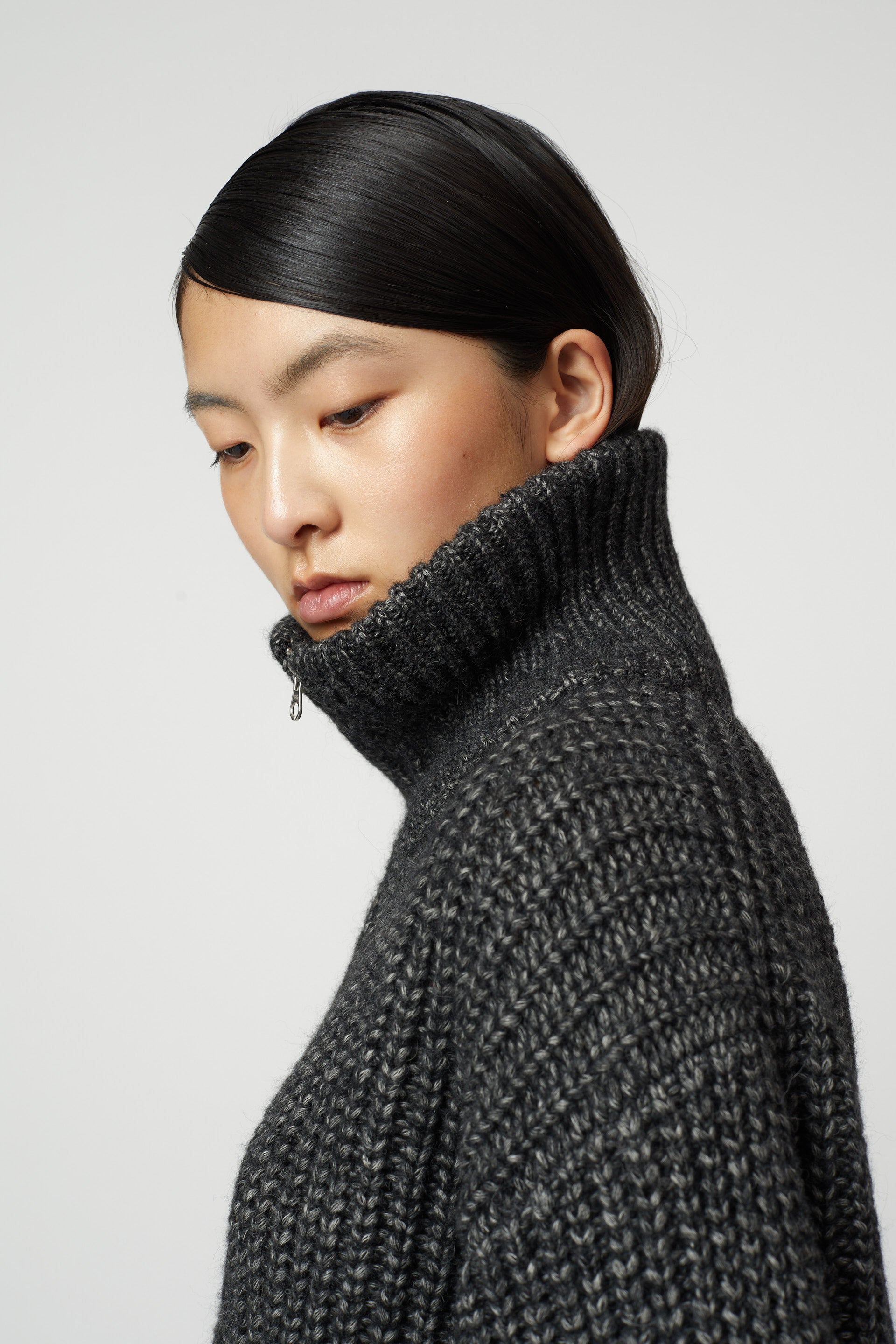 Rib Zip-up Cardigan in Alpaca Pima Blend