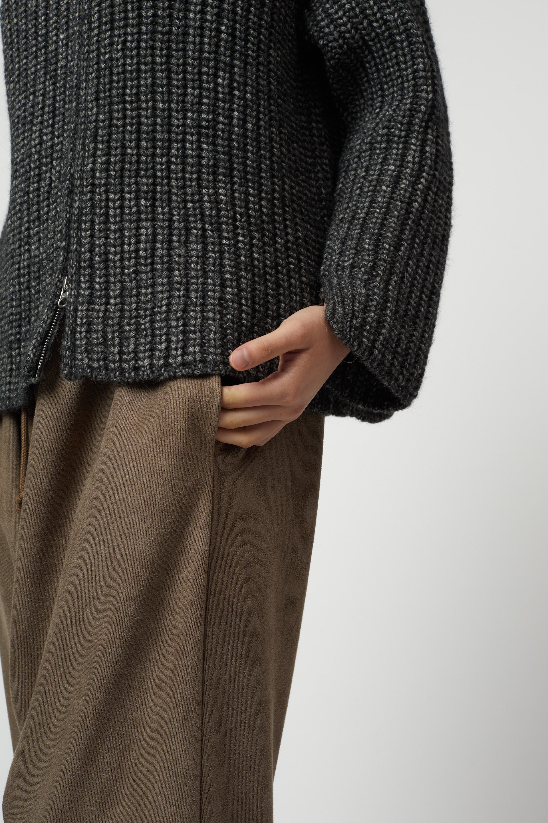 Rib Zip-up Cardigan in Alpaca Pima Blend