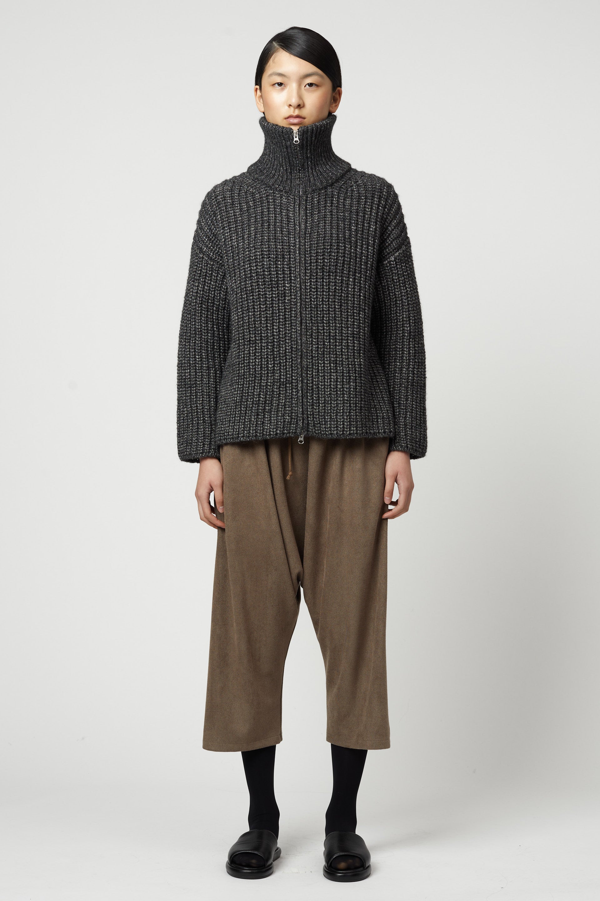 Rib Zip-up Cardigan in Alpaca Pima Blend