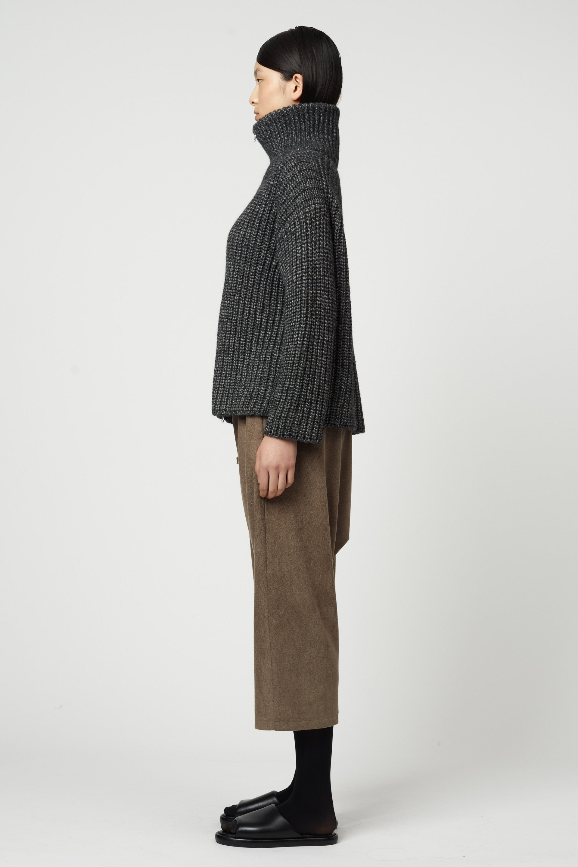 Rib Zip-up Cardigan in Alpaca Pima Blend