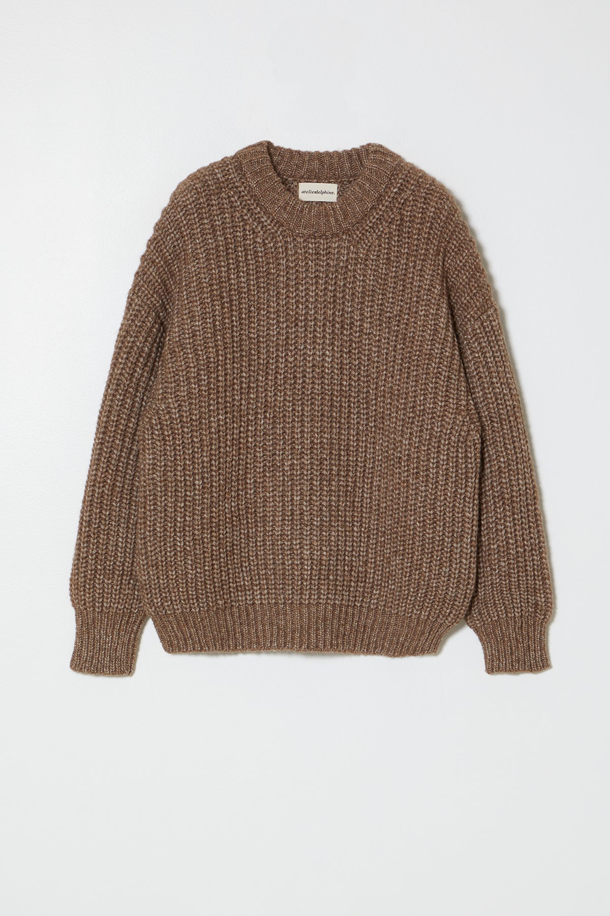 Alpaca Rib Pima Cotton Blend Crewneck Sweater