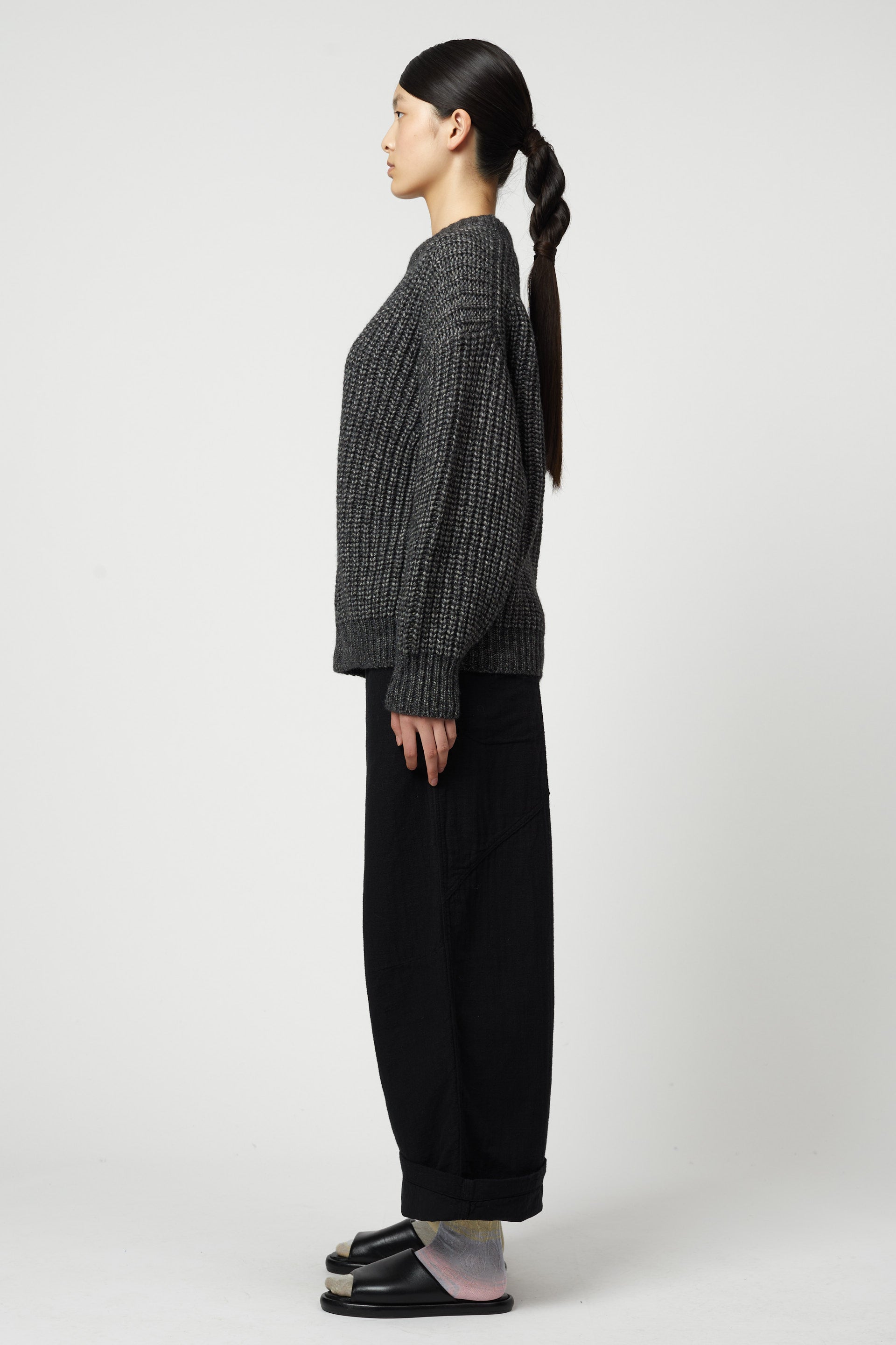 Alpaca Rib Pima Cotton Blend Crewneck Sweater