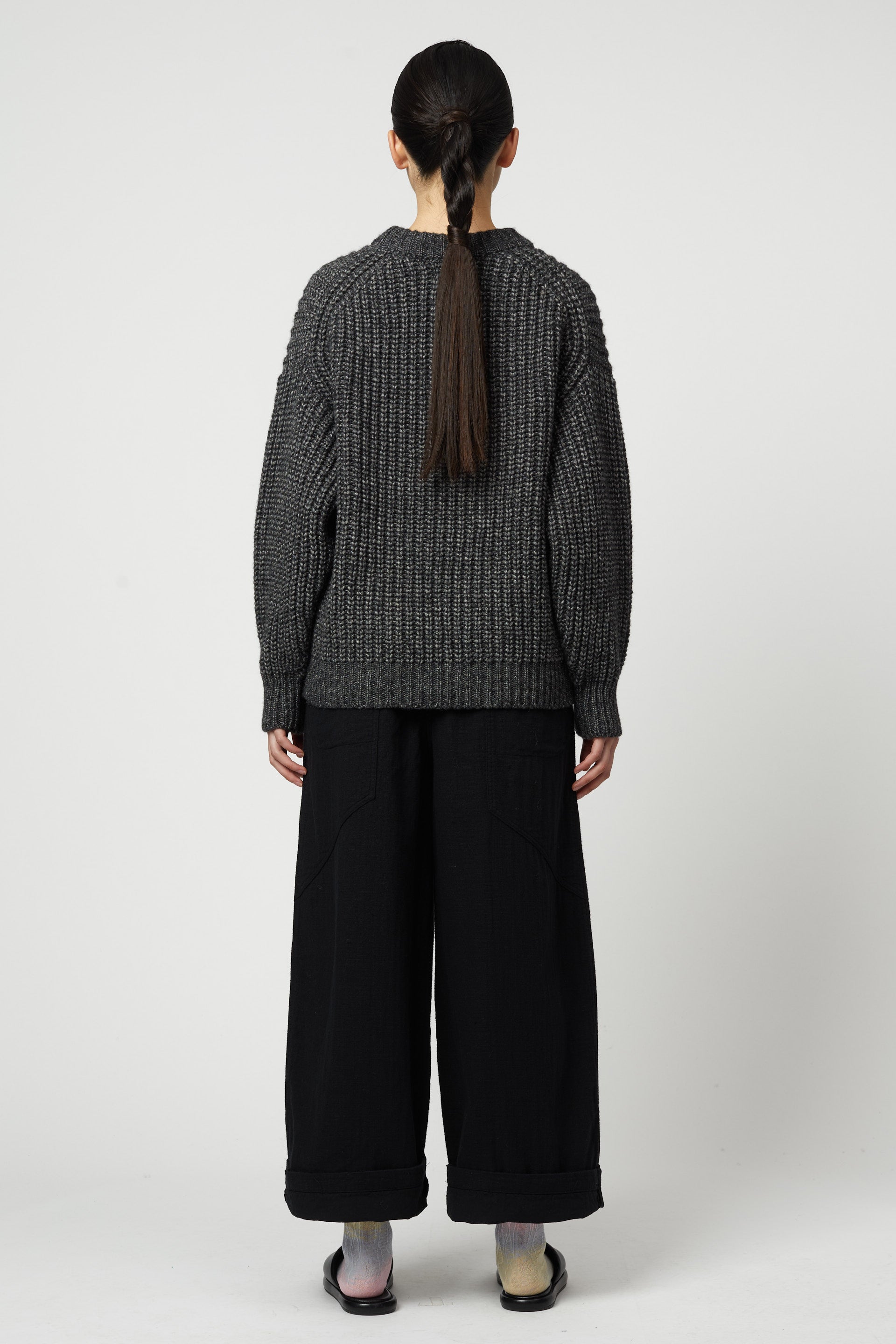 Alpaca Rib Pima Cotton Blend Crewneck Sweater