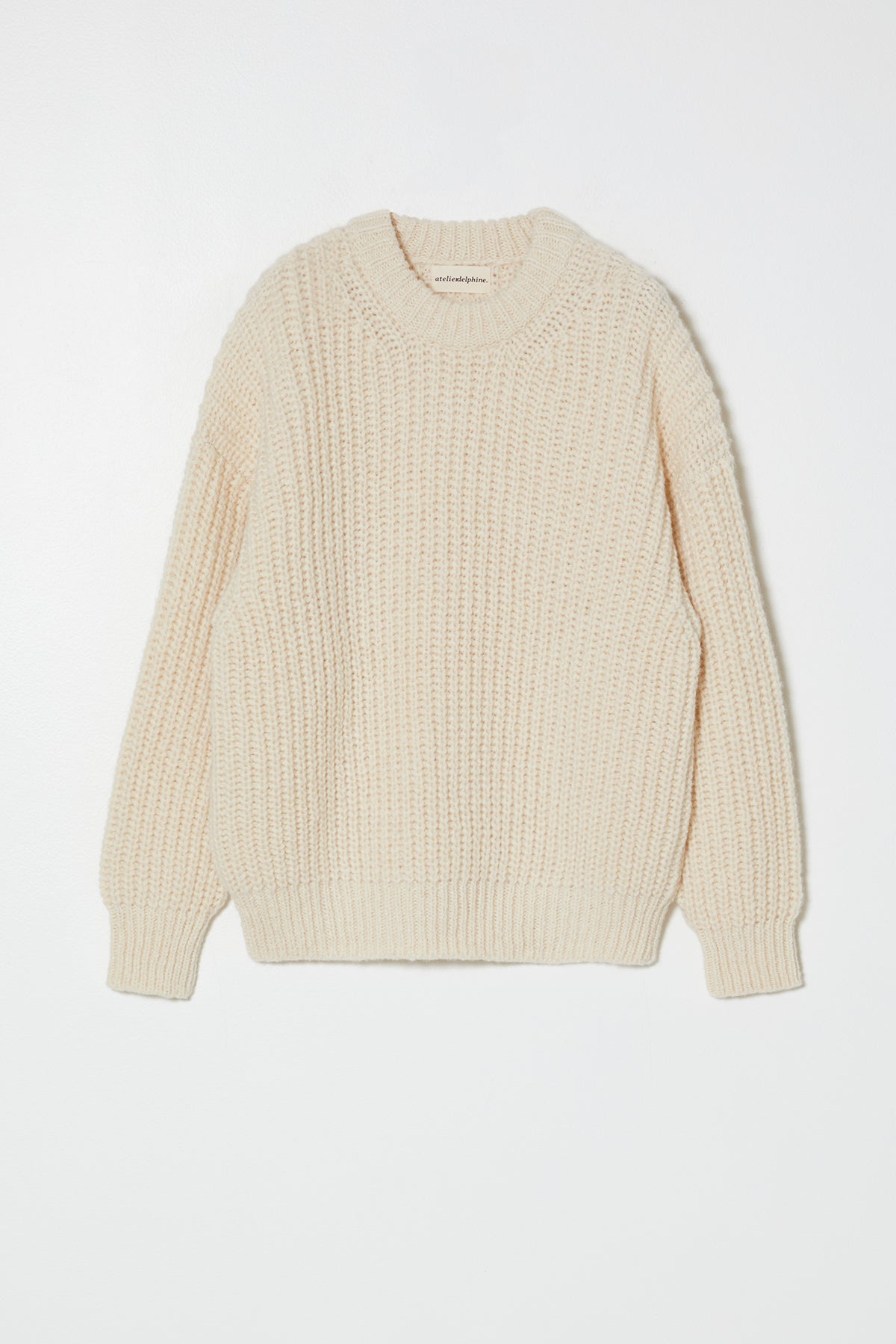 Rib Crewneck Sweater in Alpaca Pima Blend at Atelier Delphine