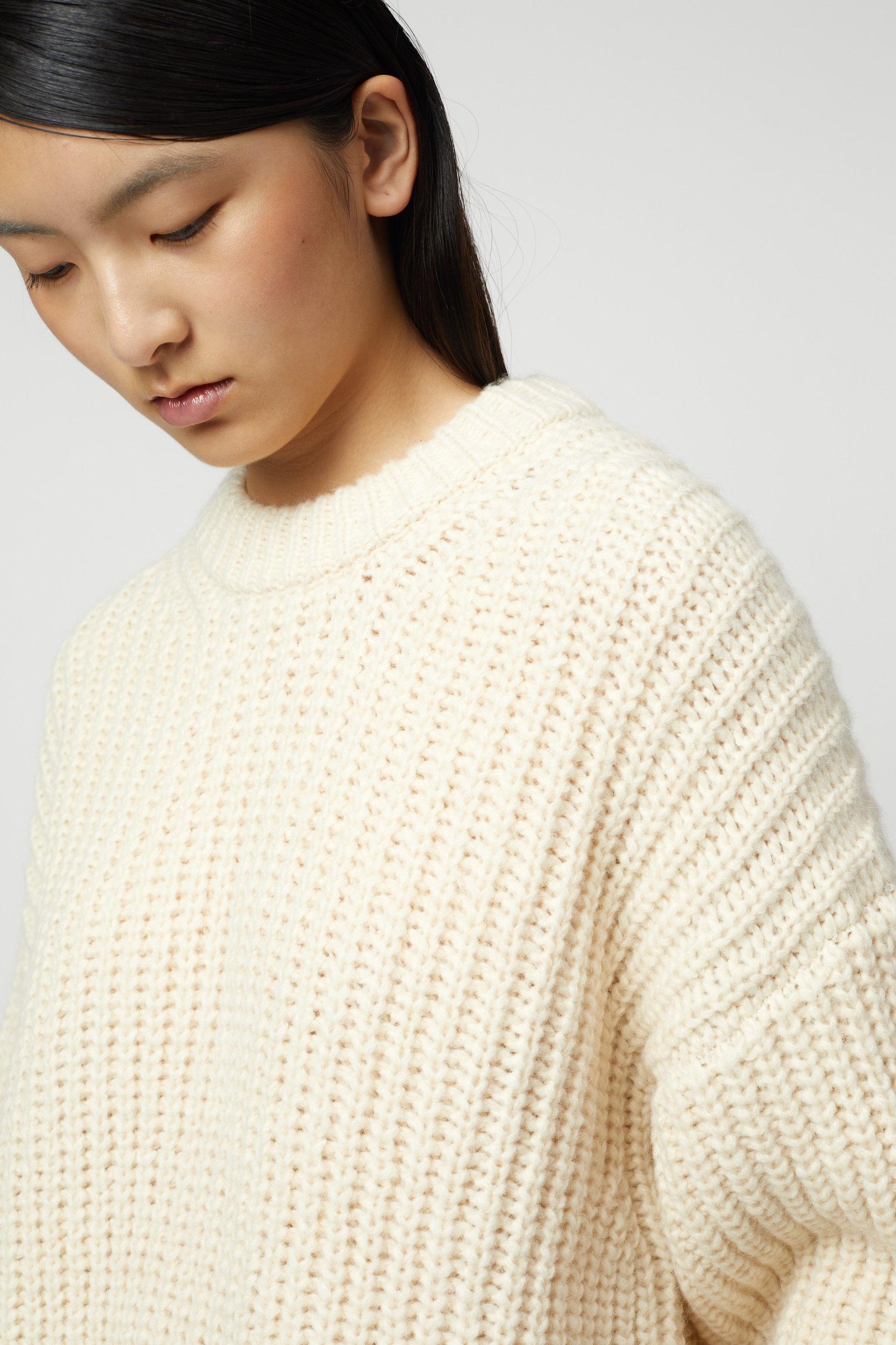 Alpaca Rib Pima Cotton Blend Crewneck Sweater