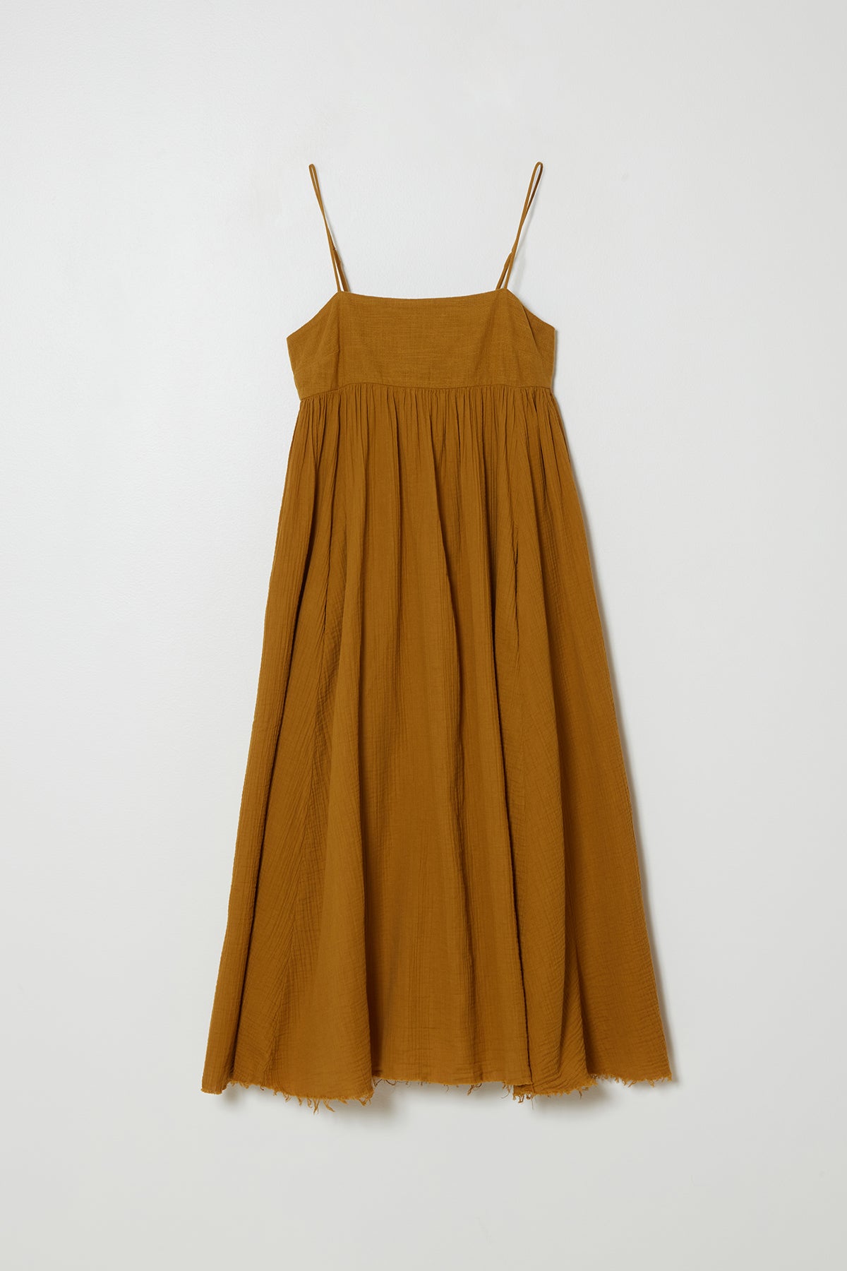 Arquette Dress in Crinkled Cotton Gauze - Amber Green