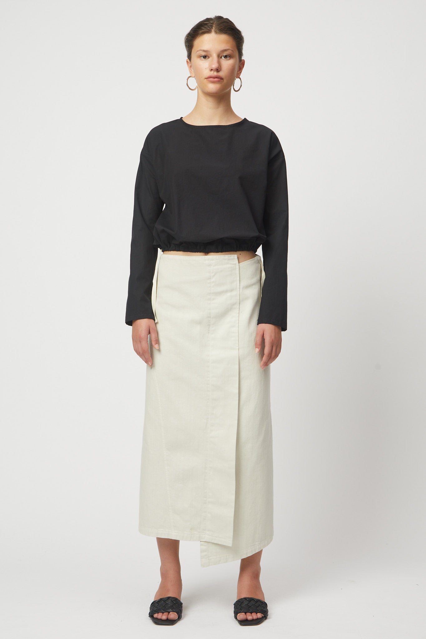 Asymmetrical Twill Long Skirt
