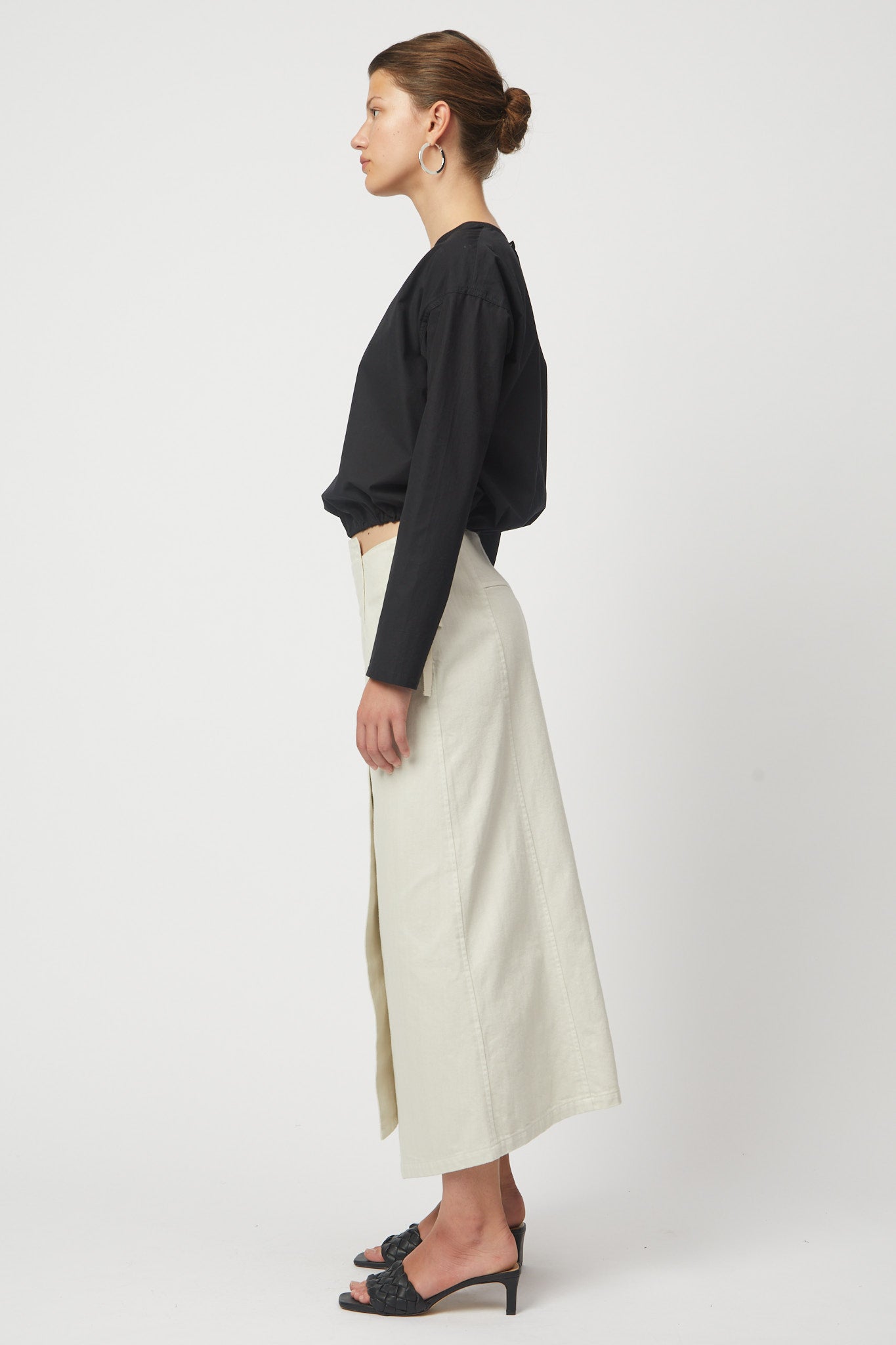 Asymmetrical Twill Long Skirt