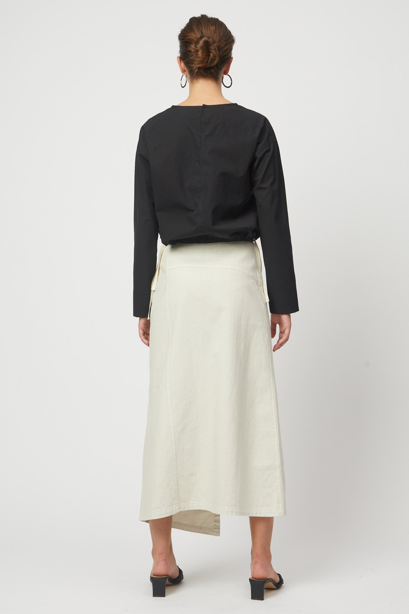 Asymmetrical Twill Long Skirt
