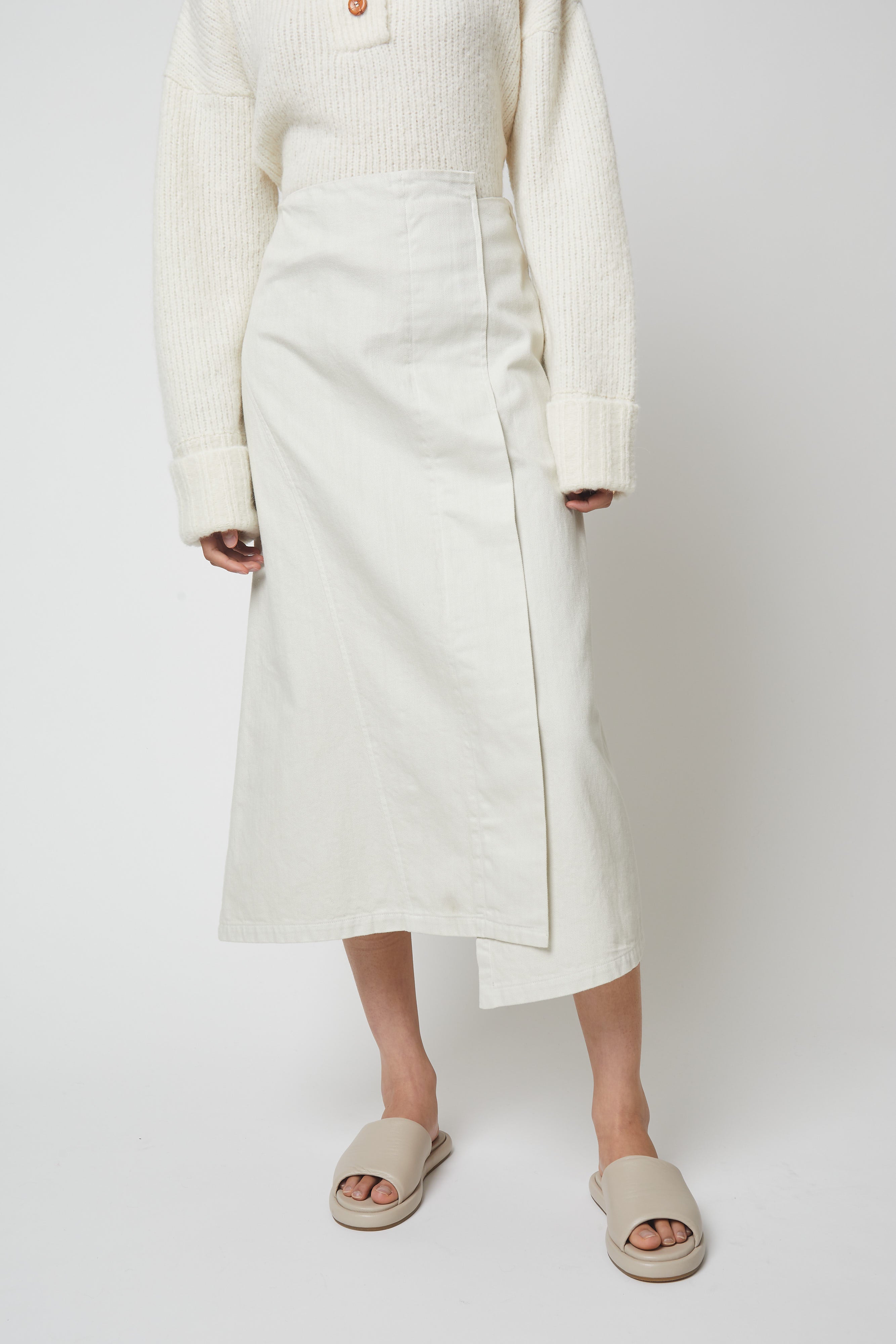 Asymmetrical Twill Long Skirt