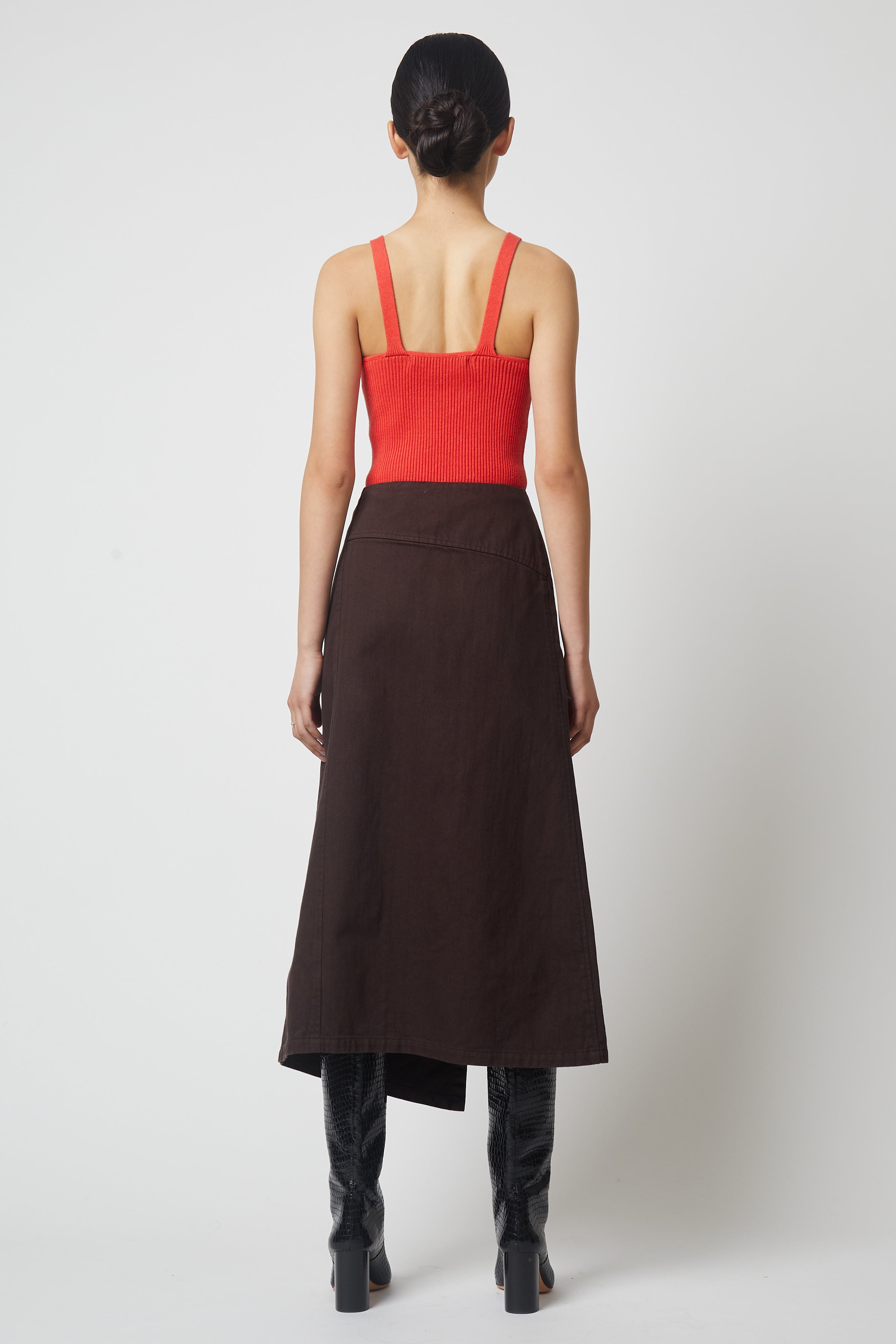 Asymmetrical Twill Long Skirt