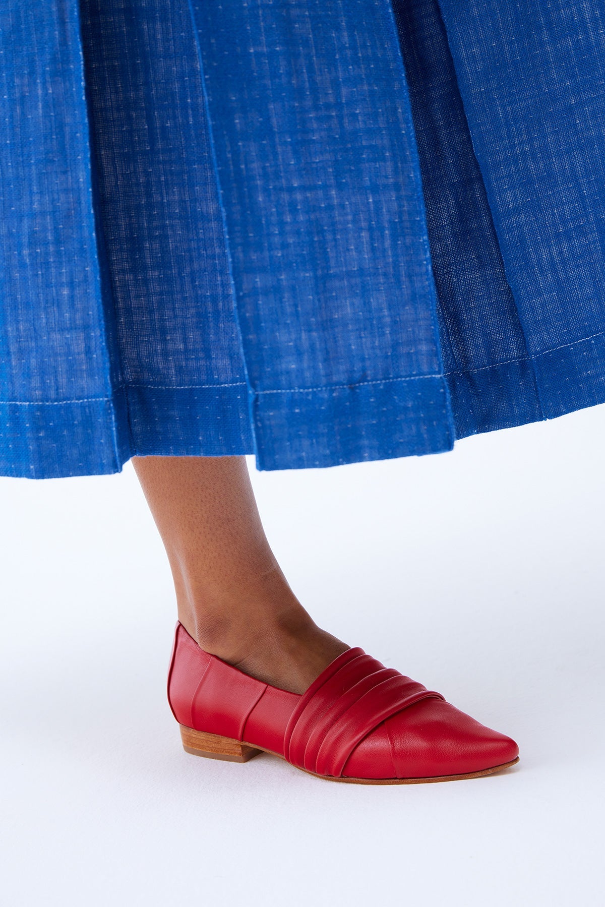 Emely Leather Flats in Red